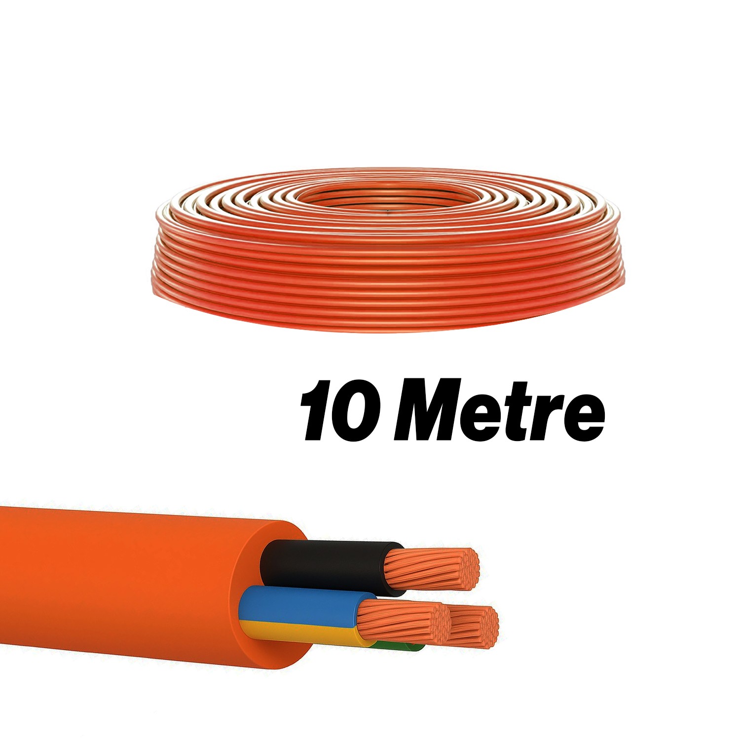 (10 Metre) %100 Bakır Çok Telli 3x2.5 mm Elektrik Kablosu Turuncu Elektrikli Araç Şarj Uygun Uyumlu