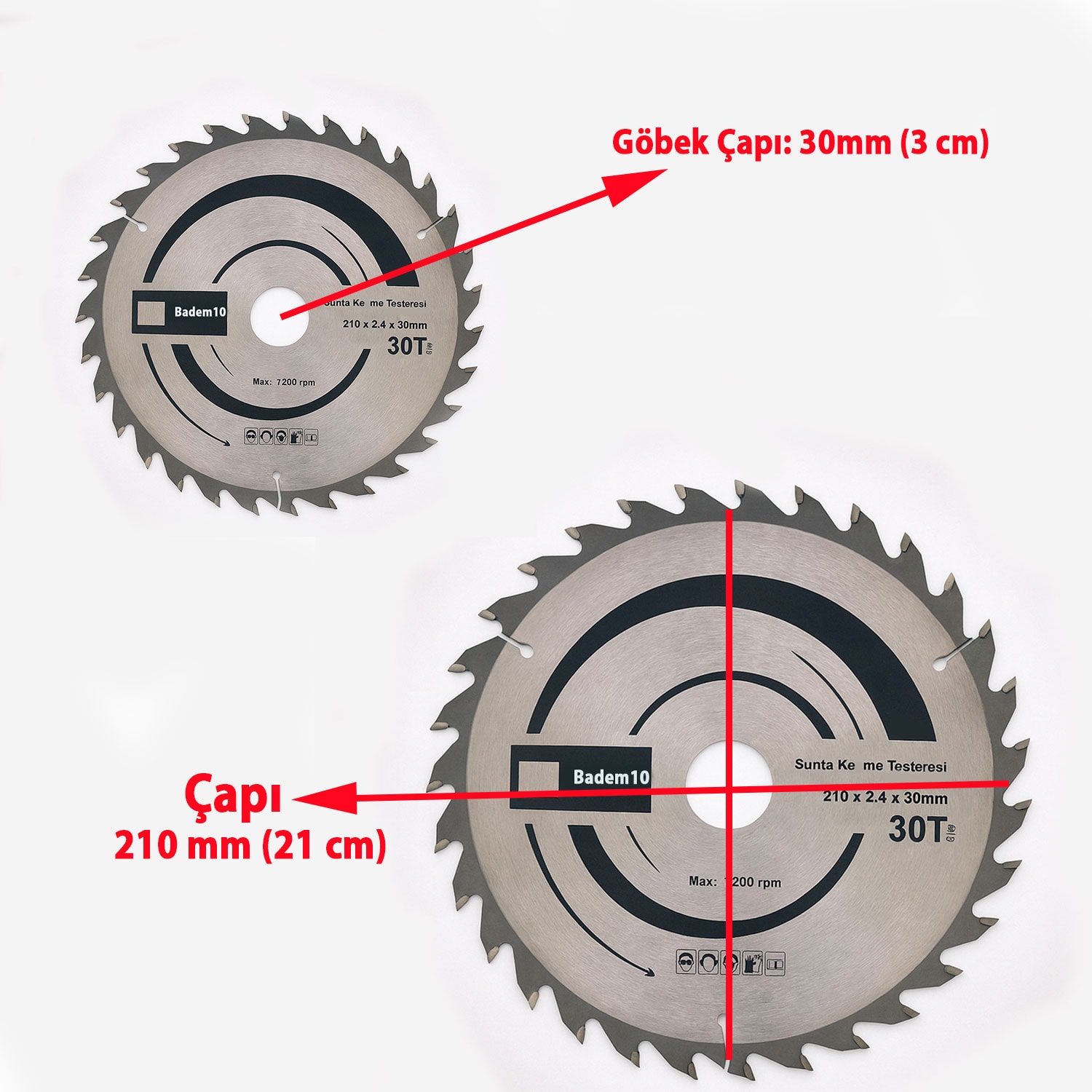 Sunta Kesme Testeresi 210x2.4x30 mm Elmas Uçlu Daire Testere Ahşap MDF Kontrplak Kesim Diski