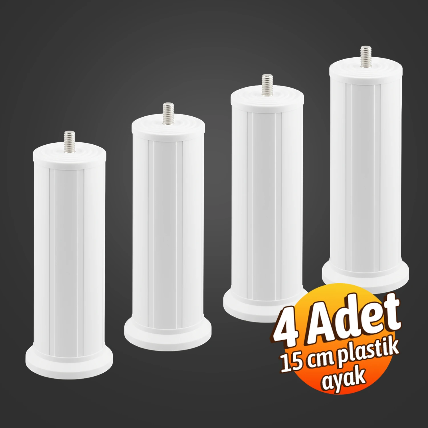 Keson 4 Adet 15 cm Beyaz Plastik Mobilya Baza Tv Ünitesi Yükseltme Ayağı Robot Süpürge Uyumlu