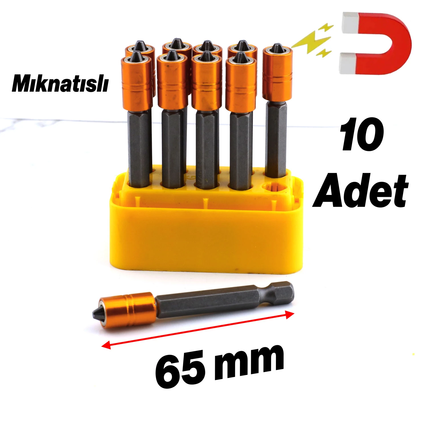 10 Adet Mıknatıslı Bits Uç PZ2 65 mm Renkli Vida Tutucu Sökme Yıldız Matkap Vidalama Ucu S2 Çeliği