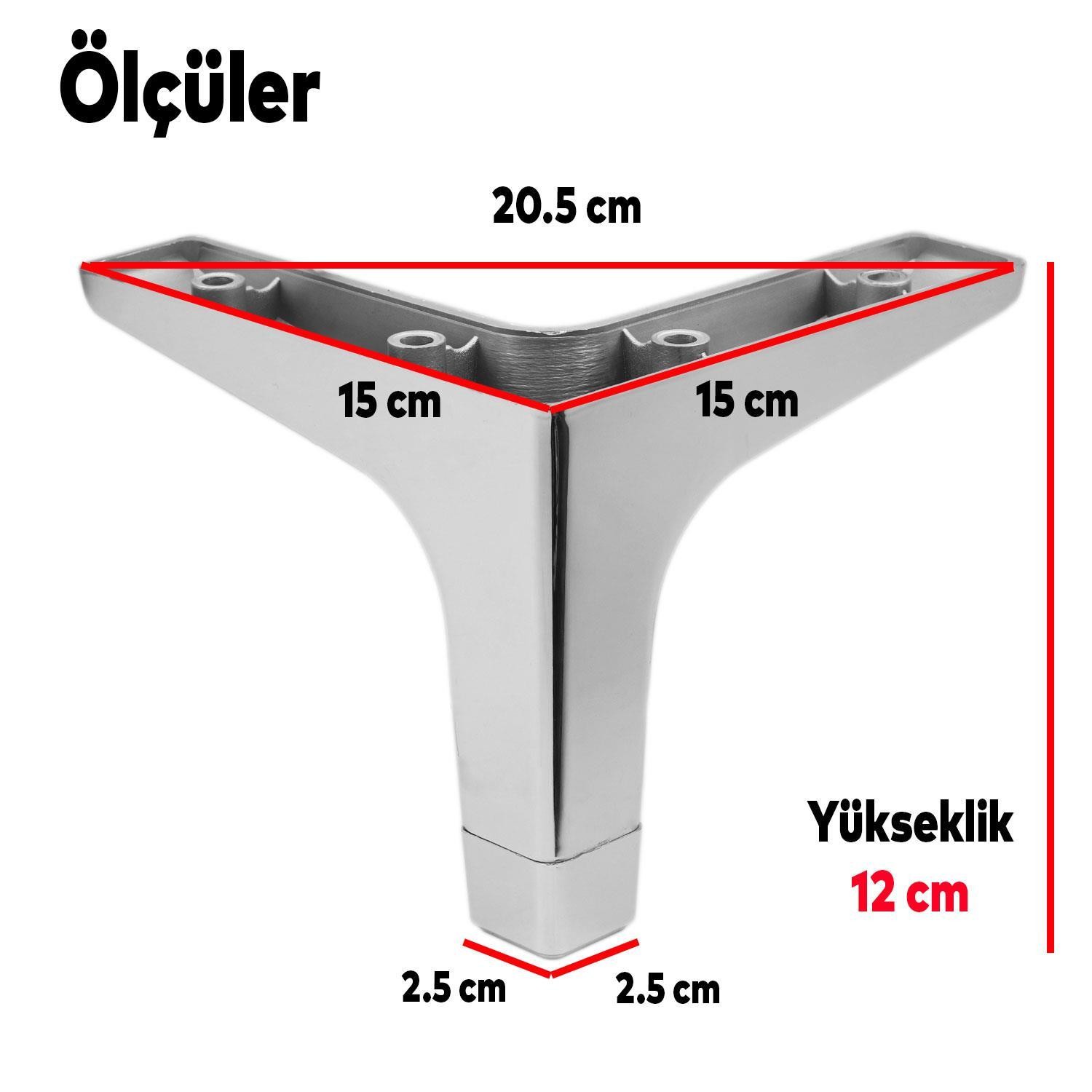 Sedef 12'li Set Lüks Mobilya Kanepe Sehpa TV Ünitesi Koltuk Destek Ayağı 12 cm Krom Baza Ayak