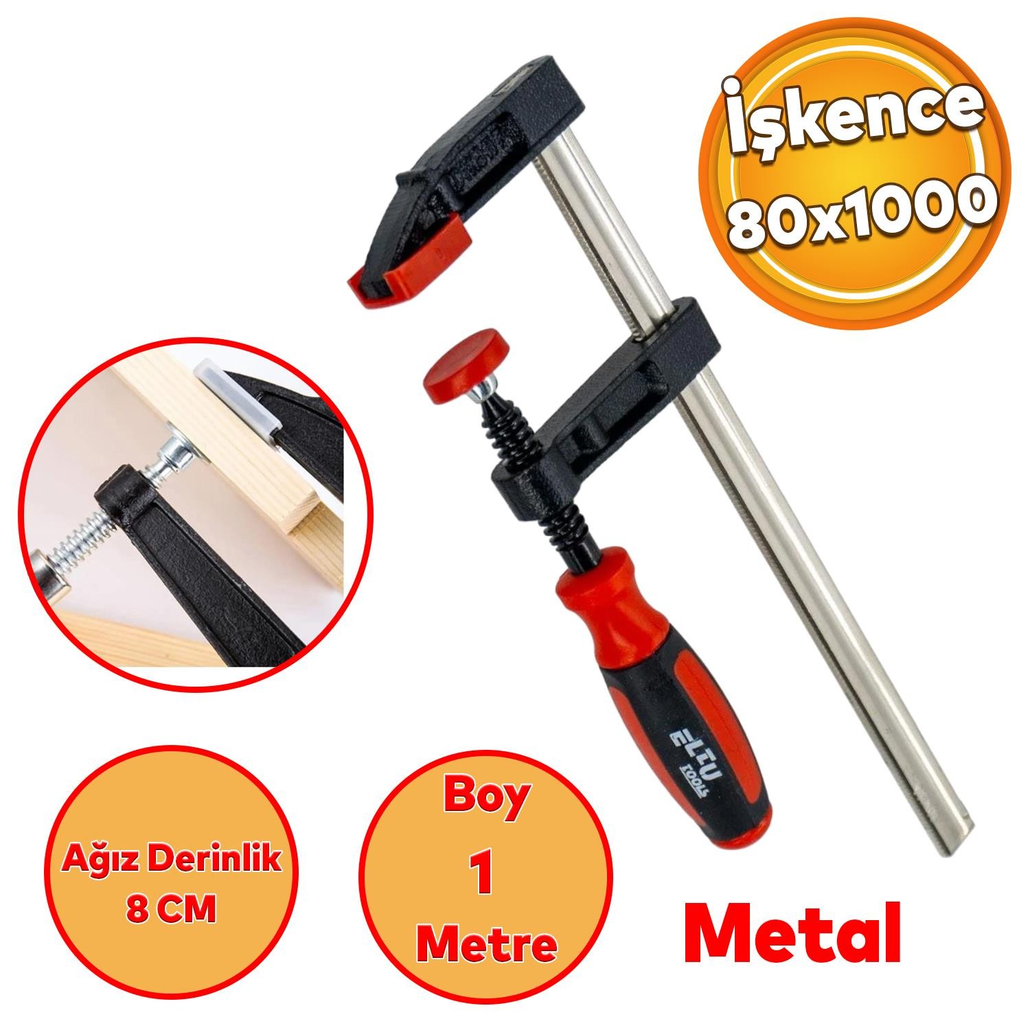 Sıkıştırma Mengene Metal Ağaç Marangoz Mengenesi Kelepçesi Ayarlanabilir Kıskaç İşkence 1 Metre