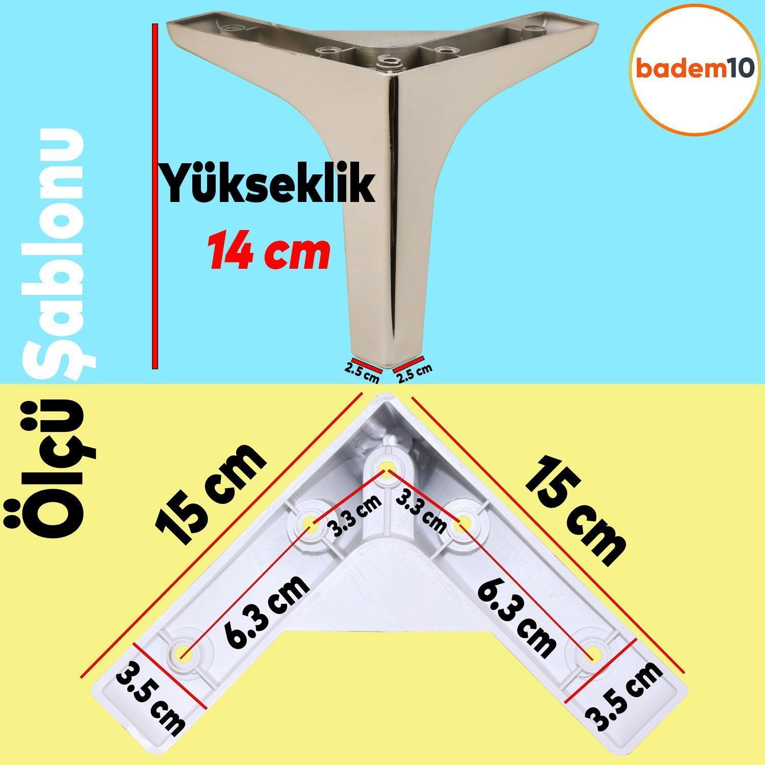 Sedef 6'lı Set Mobilya TV Ünitesi Çekyat Koltuk Kanepe Destek Ayağı 14 cm Krom Baza Ayak M8 Destek