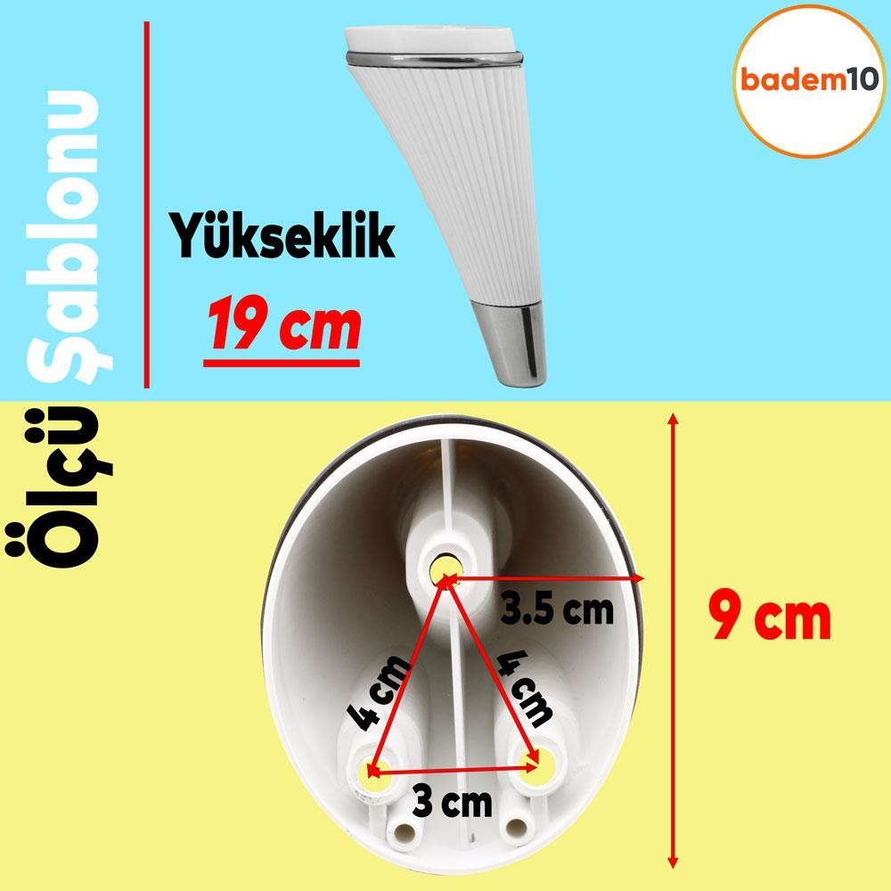 İron 6'lı Set Mobilya TV Ünitesi Çekyat Koltuk Kanepe Destek Ayağı 19 cm Beyaz Ayak M8 Civatalı