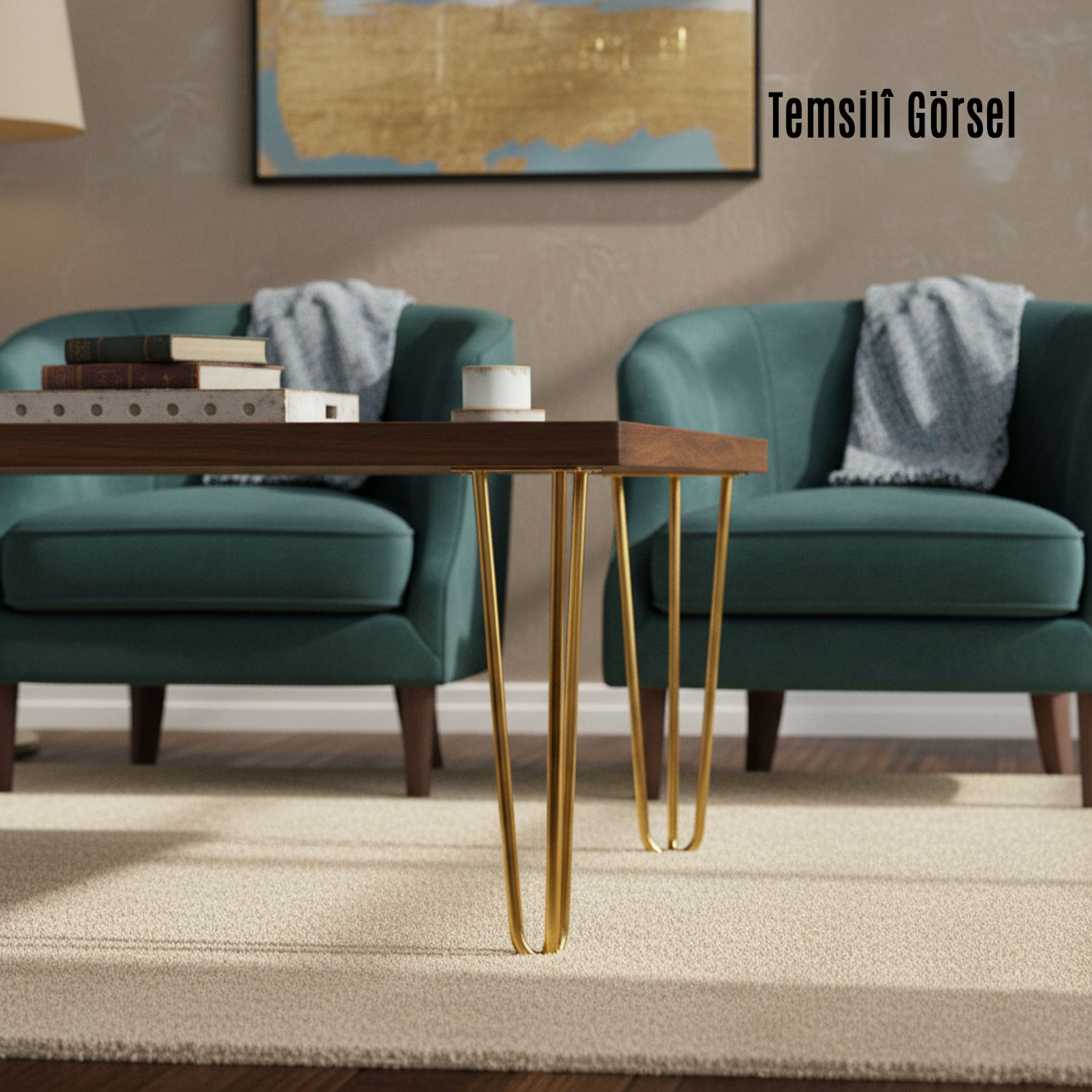 Martı 71 cm Gold Altın Metal Masa ve Sehpa Ayağı Tekli Dayanıklı Mobilya Yükseltici Destek Modeli