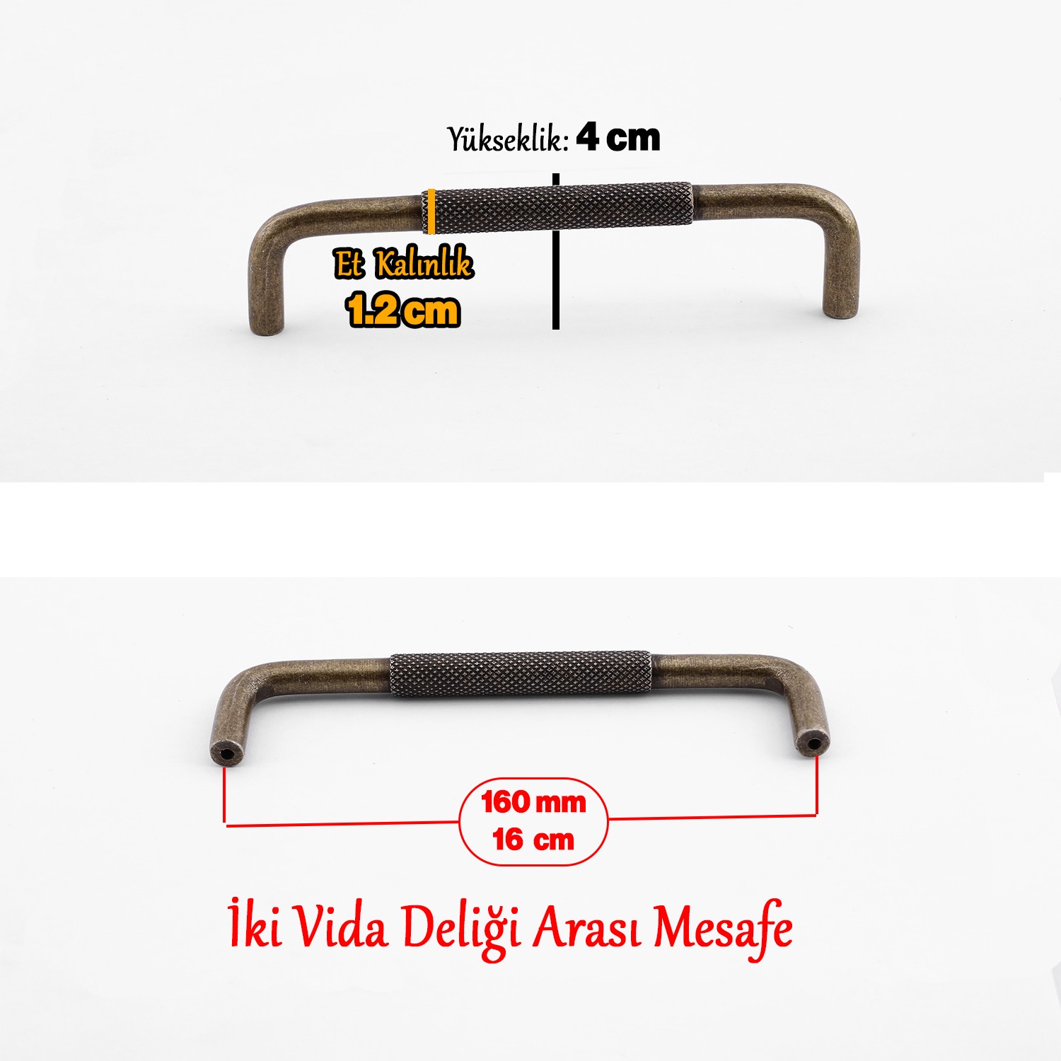 Uber Tırtıklı Antik Sarı Metal Kulp 160 mm 16 cm Mobilya Çekmece Mutfak Dolabı Dolap Modern Kapak