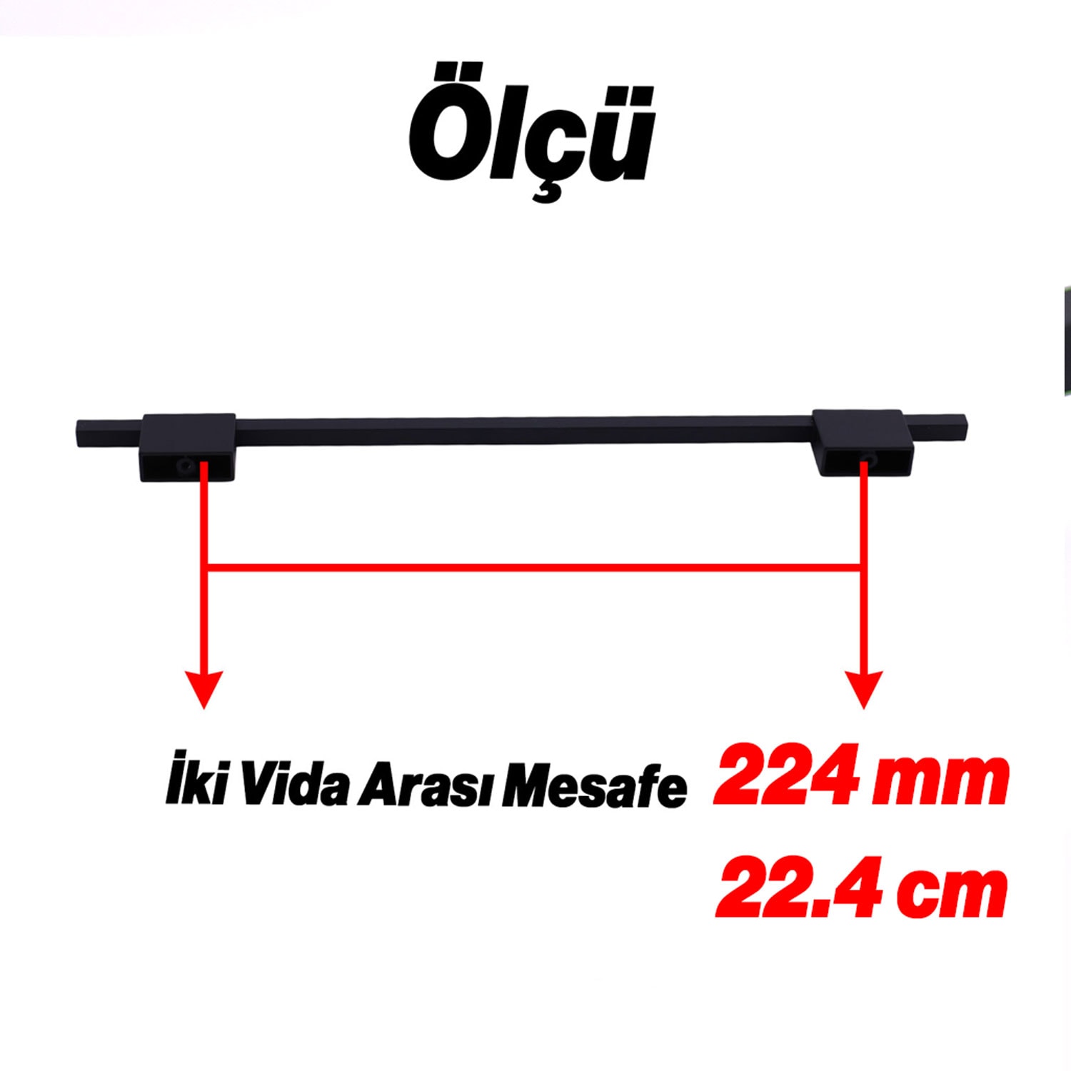Boyut Siyah Metal 224 mm Mobilya Kolu Aksesuarı Uzun Dolap Kulpları Mutfak Çekmece Kulbu Kapak Kulbu