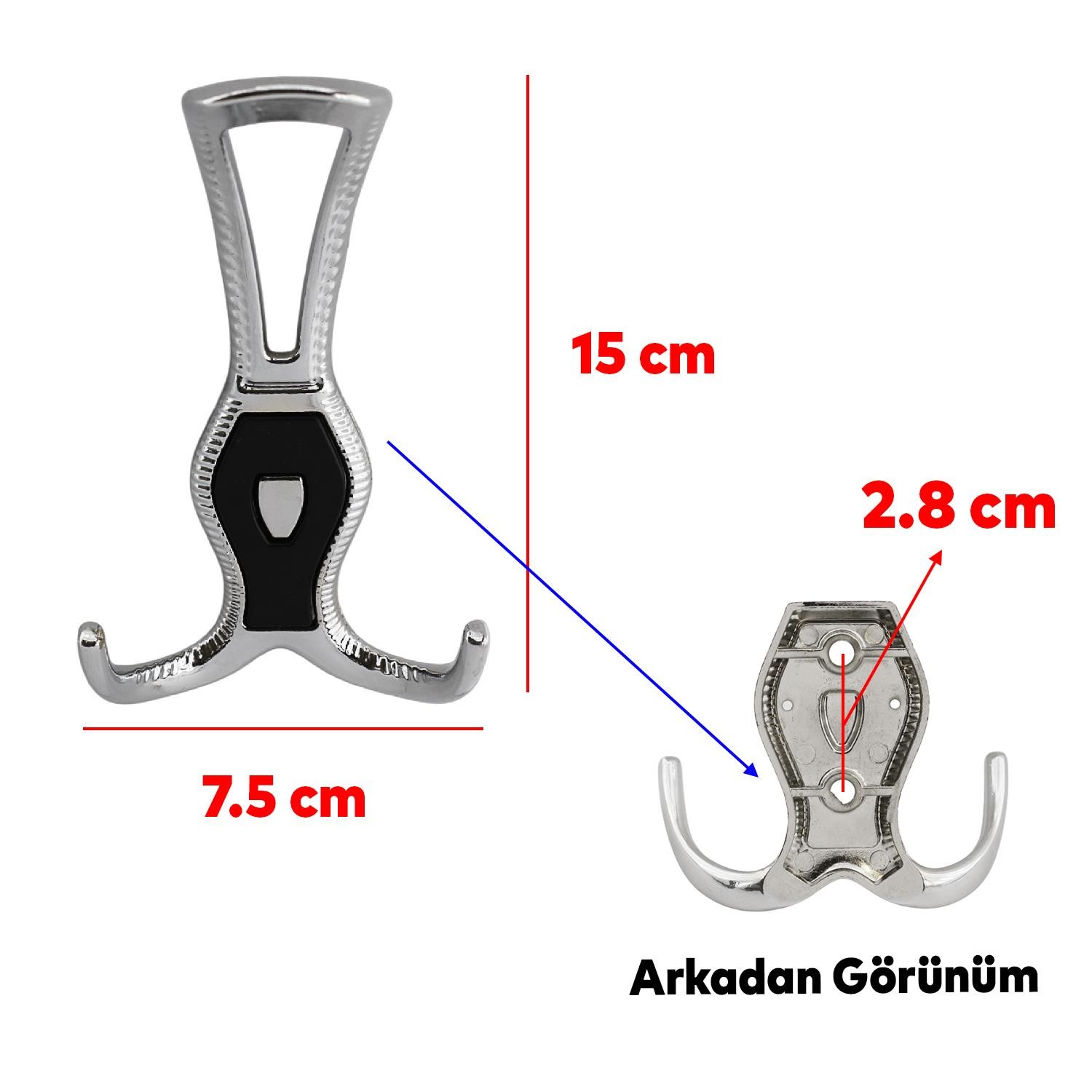 Galata Askı Portmanto Metal Vestiyer Duvar Dolap Elbise Askısı Krom Siyah Mobilya Askılığı Aparat