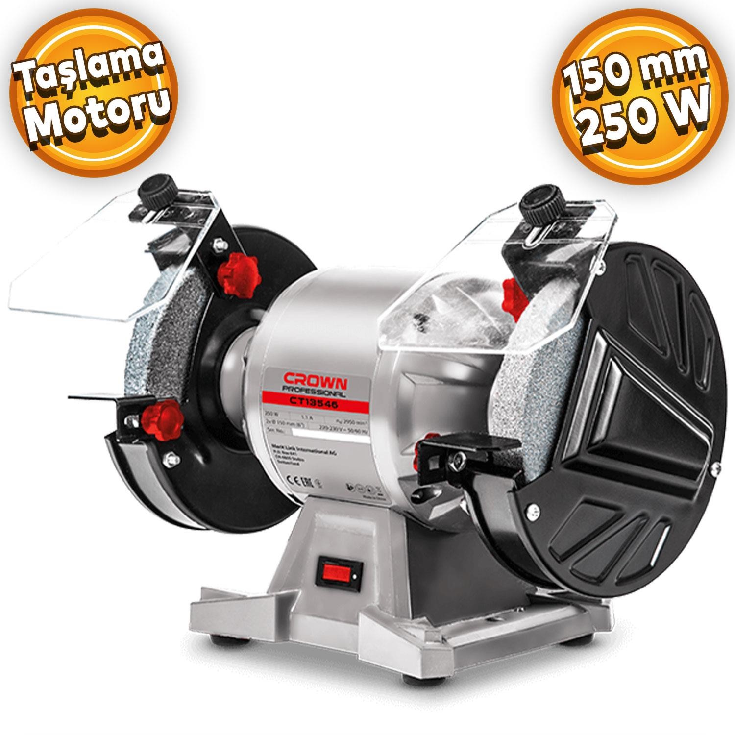 Crown CT13546 Taşlama Motoru Taş Motoru Makinesi 150 mm 250 W