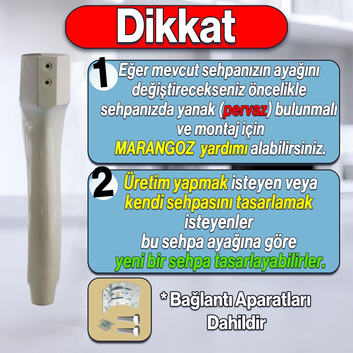 Erva Plastik Sehpa Ayağı 46 cm Krem Altın Orta Ayak Zigon Sehpa Mobilya Masa Ayakları Gold 1 Adet