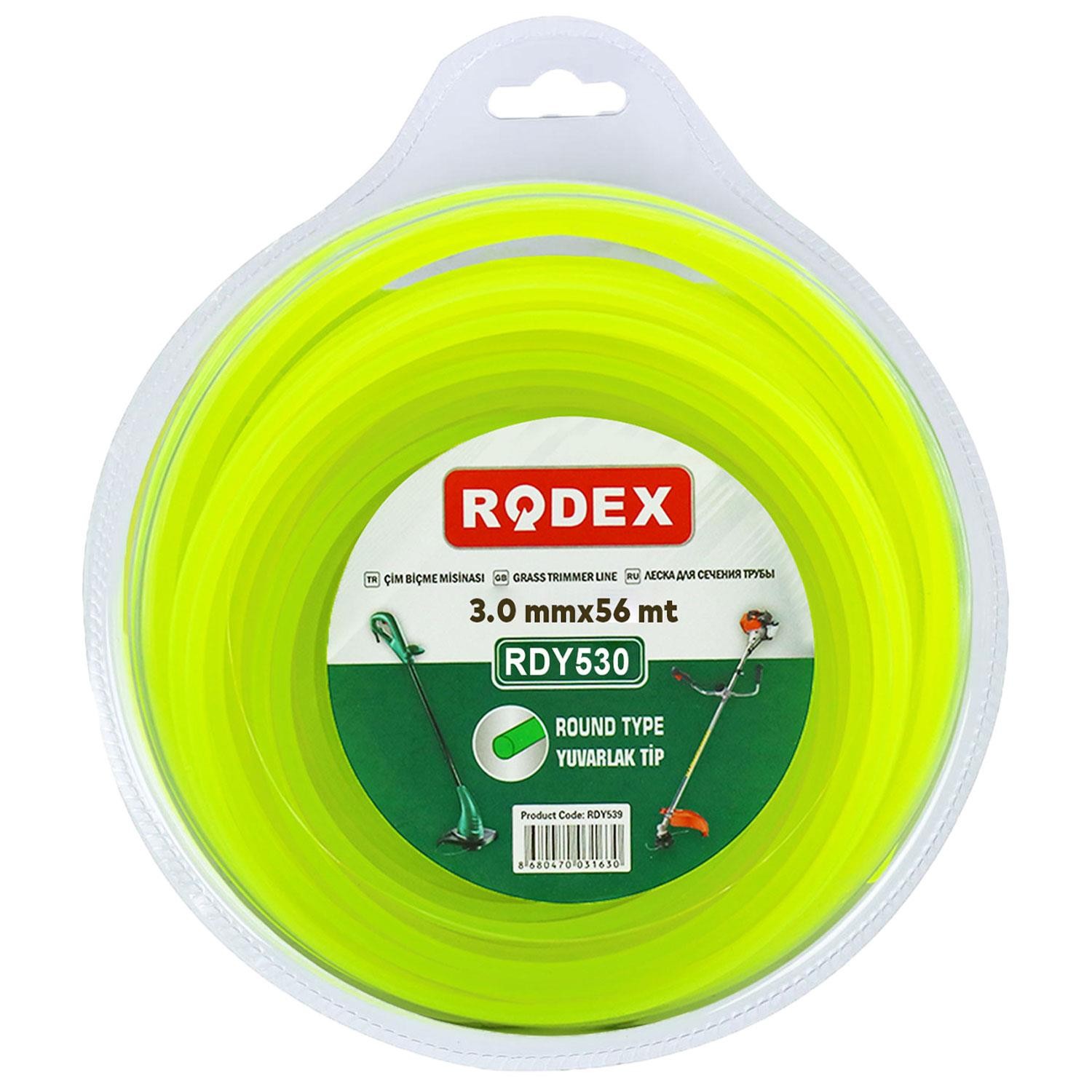 Rodex RDY530 Misina Motorlu Tırpan Yuvarlak Misina 3 mm 56 Metre Çim Ot Biçme Teli