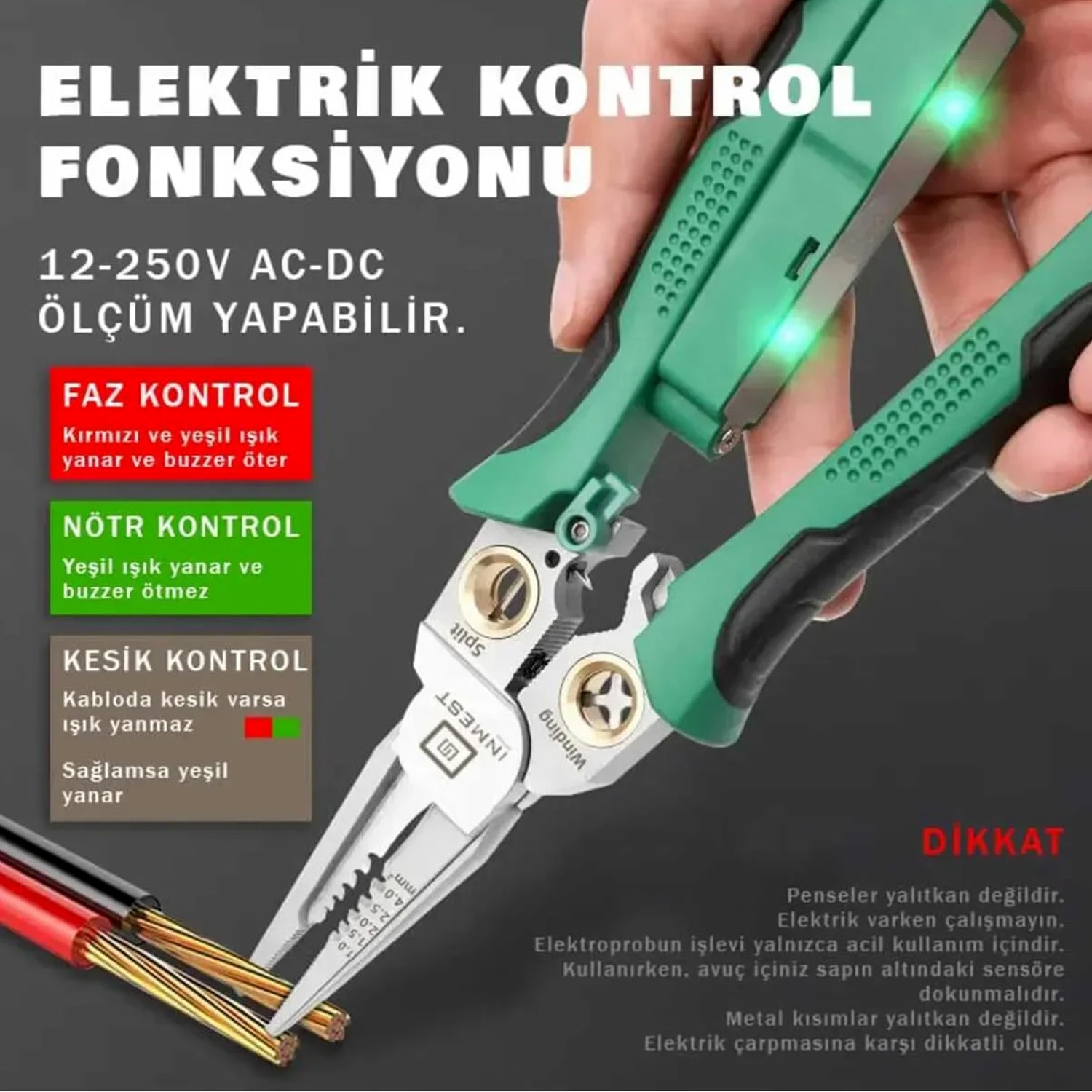 Çok Amaçlı Kablo Soyma Pensesi 6 Fonksiyonlu Elektrikçi Pense Tel Kesme Sıyırma Bükme Ayırma