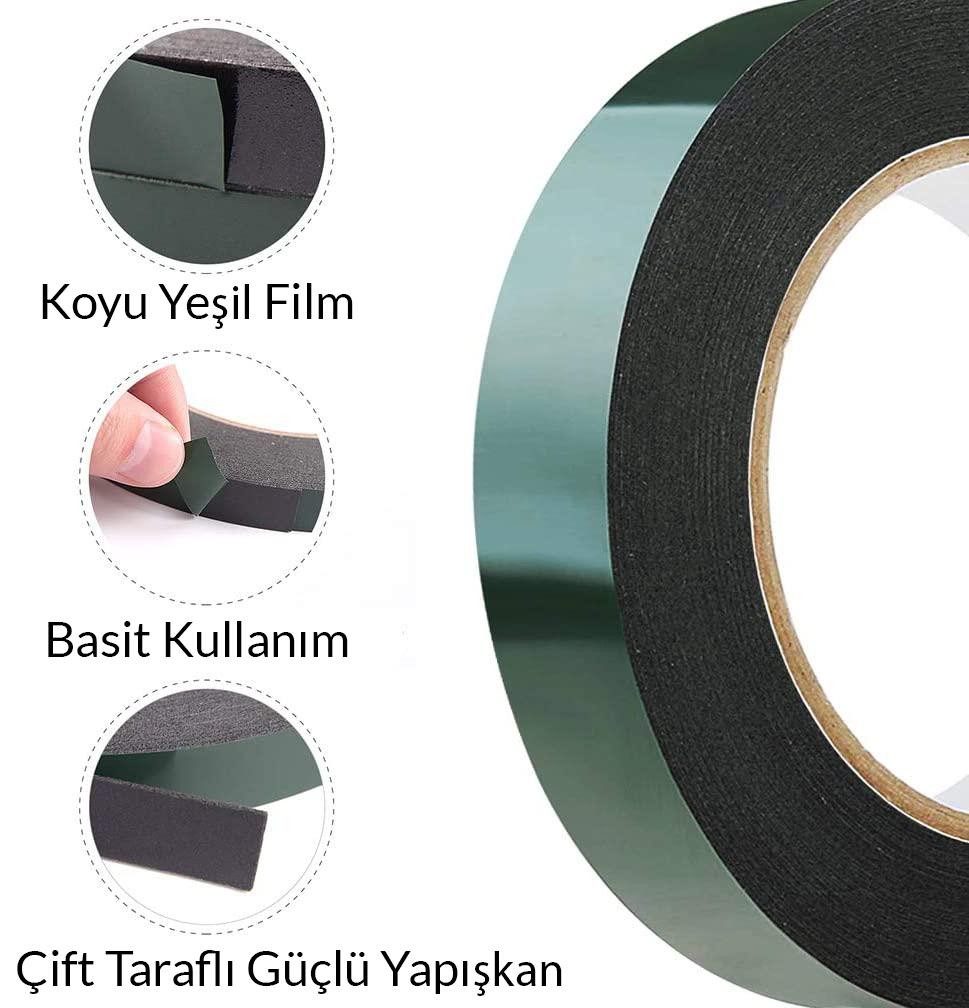 Çift Taraflı Köpük Bant Eva Montaj Bandı Siyah 25 mm x 10 Metre