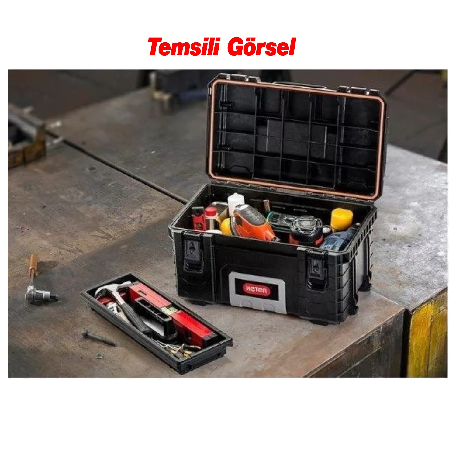 Büyük Takım Çantası Alet Çanta Taşınabilir Kulplu Plastik Açma Kapama 36 Litre Organizer Profesyonel