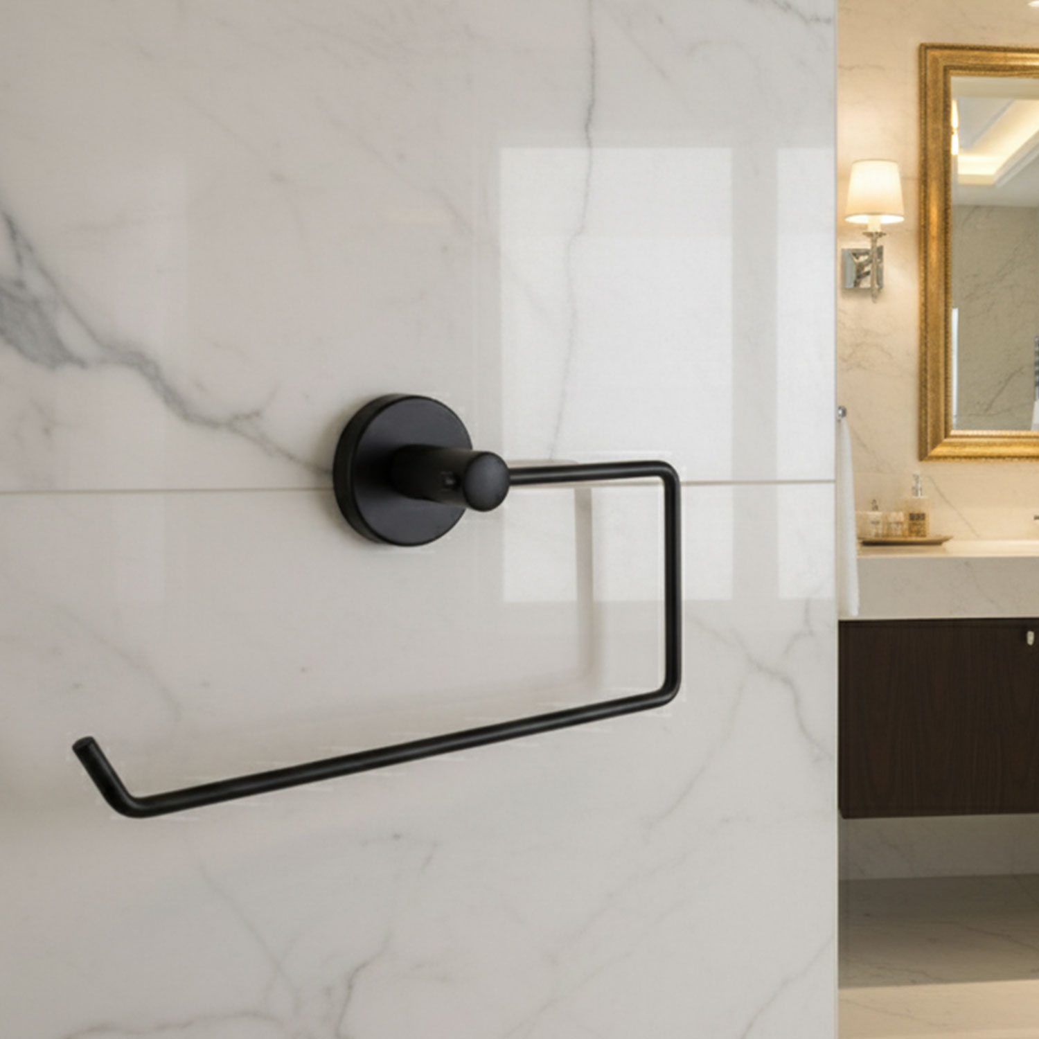 Açık Kağıt Havluluk Mat Siyah Metal Duvara Monte Vidalı Banyo Tuvalet Mutfak Kağıt Havluluk 25 cm