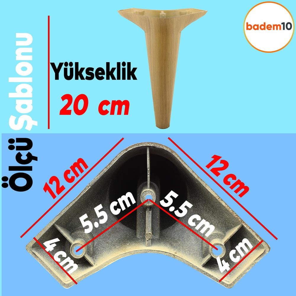 Aspen Lüks Mobilya Kanepe Sehpa Puf Koltuk Ayağı 20 cm Kahverengi Ahşap Desenli Baza Ayak