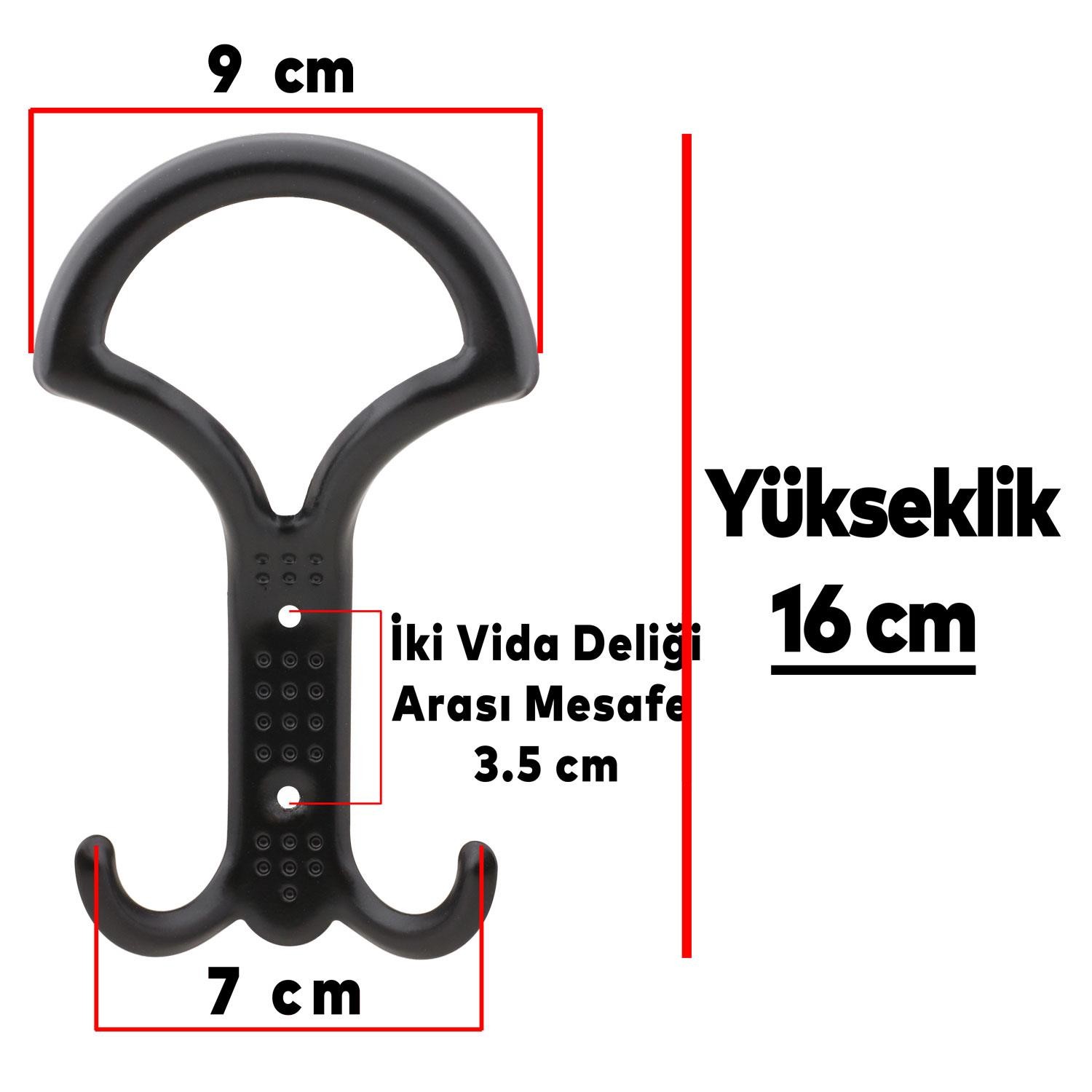 Noktalı Portmanto Vestiyer Duvar Askısı Metal Dolap Elbise Askılığı Siyah (5 ADET)