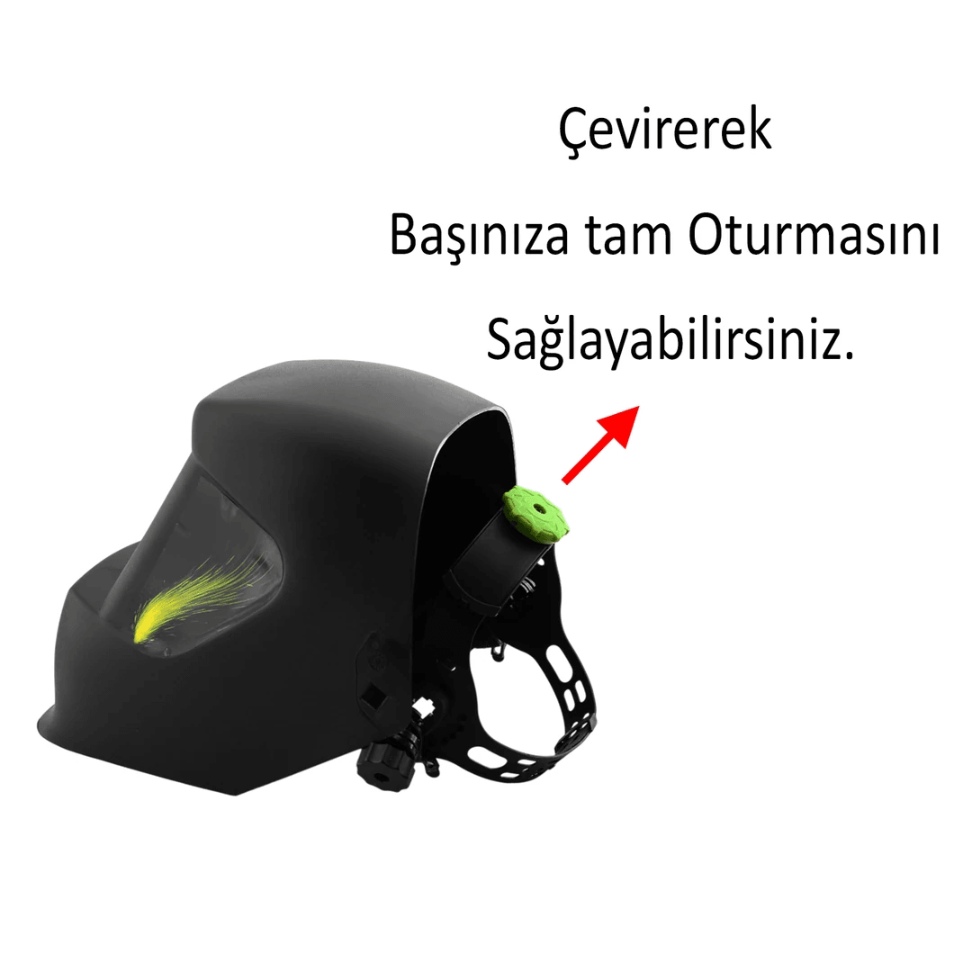 Solo Pro Ayarlı Güneş Enerjili Pilli Otomatik Kararan Baş Maskesi Siperlik Kartuşlu Kaynak Gözlüğü