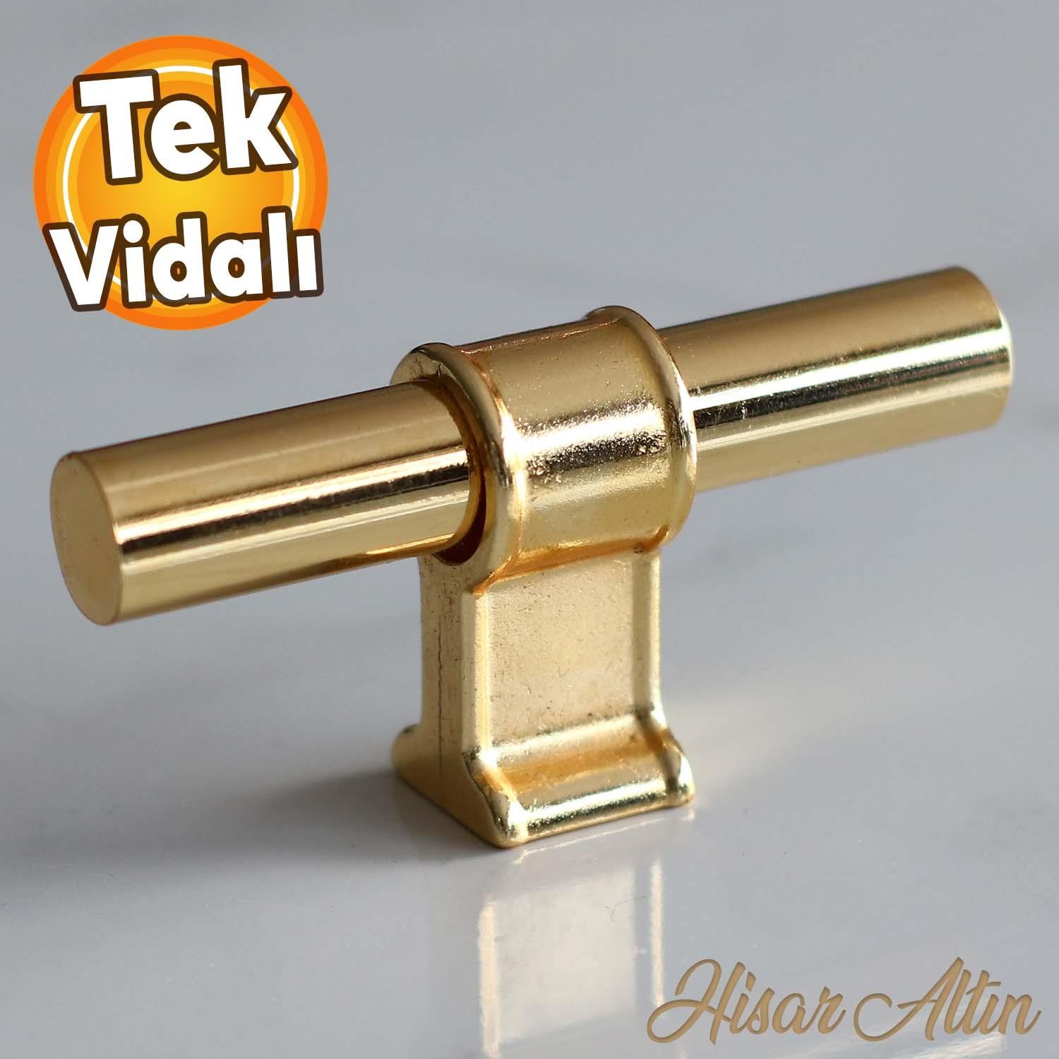 Hisar Altın Gold Metal Düğme Tek Vidalı Çekmece Mutfak Mobilya Dolabı Dolap Kulpu Kulbu Kulpları