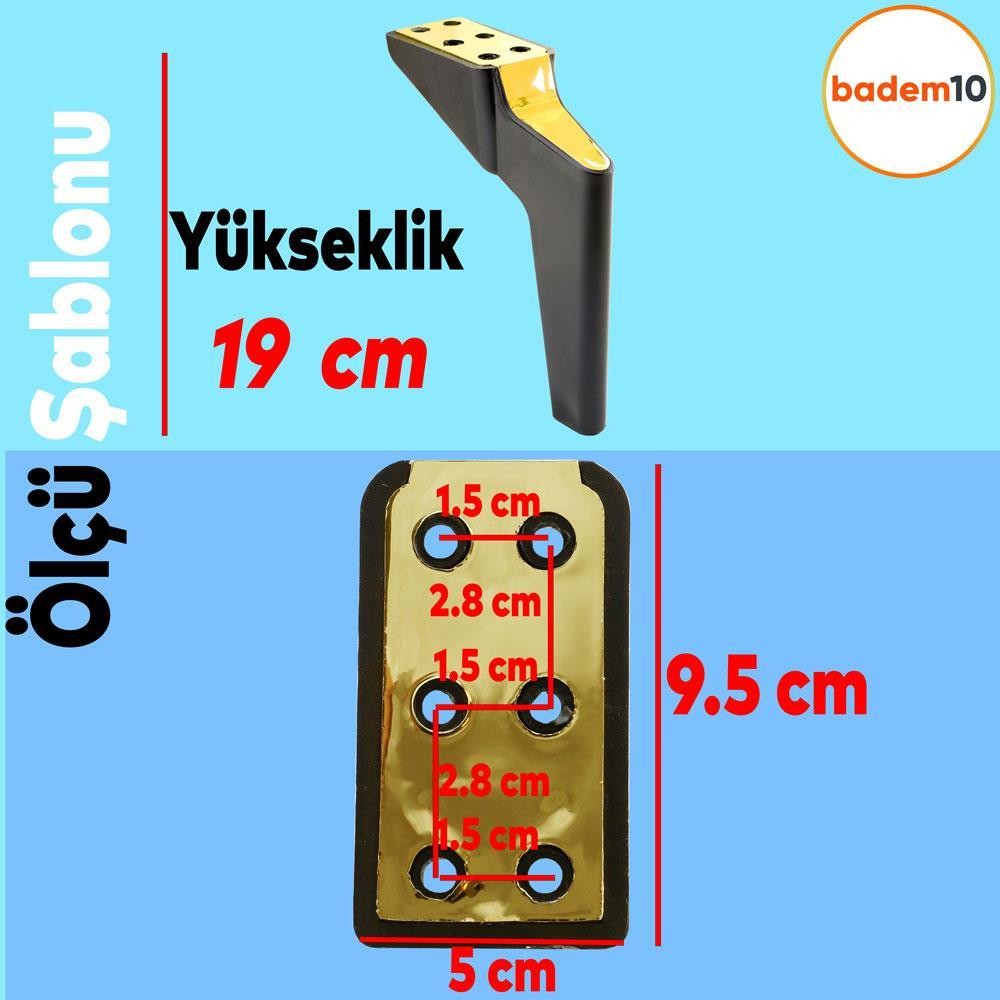 Logan 19 Cm Siyah Altın 4 Adet Set Mobilya Tv Ünitesi Konsol Koltuk Kanepe Destek Ayağı Ayakları M8
