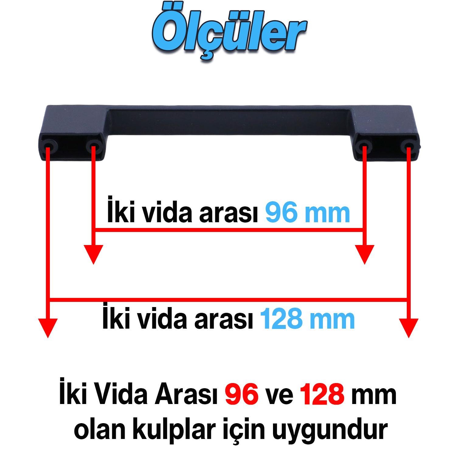 Gölcük 96 mm (SERT PLASTİK) 10 ADET Siyah Mobilya Çekmece Mutfak Dolap Dolabı Kulpu Kulbu Kulpları