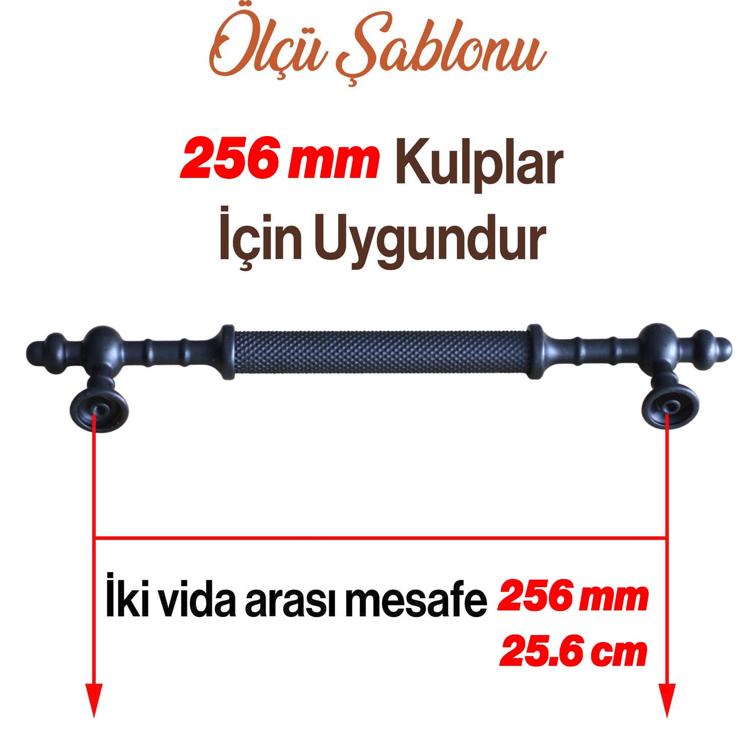 Ladin Siyah Metal Kulp 256 mm (25.6 cm) Mobilya Dolap Kapak Kulpları Kulbu Çekmece Mutfak Dolabı