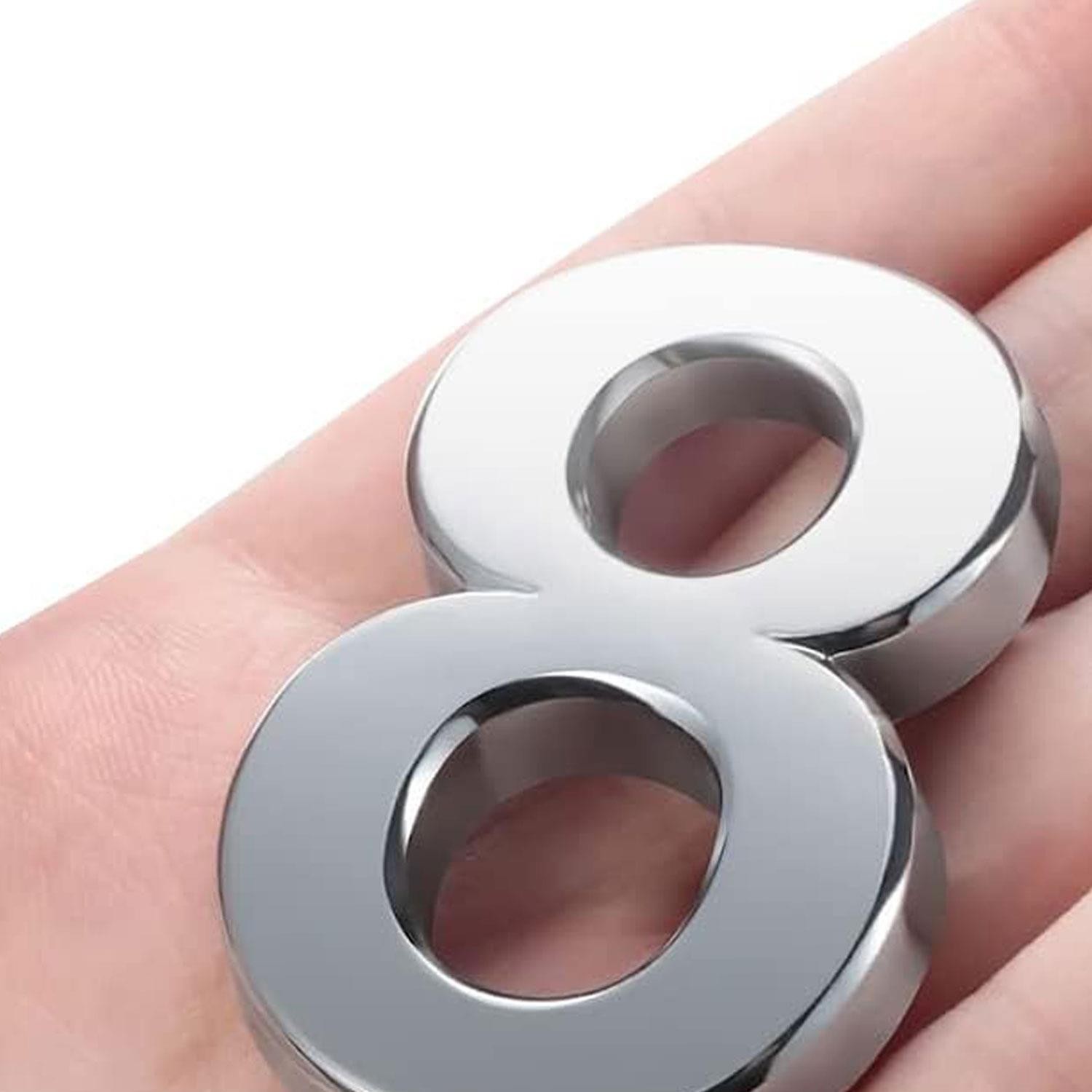 Kapı Numarası Büyük Boy 85 mm Numara 8 Krom Parlak Yapışkanlı Rakam Sayı Numaraları
