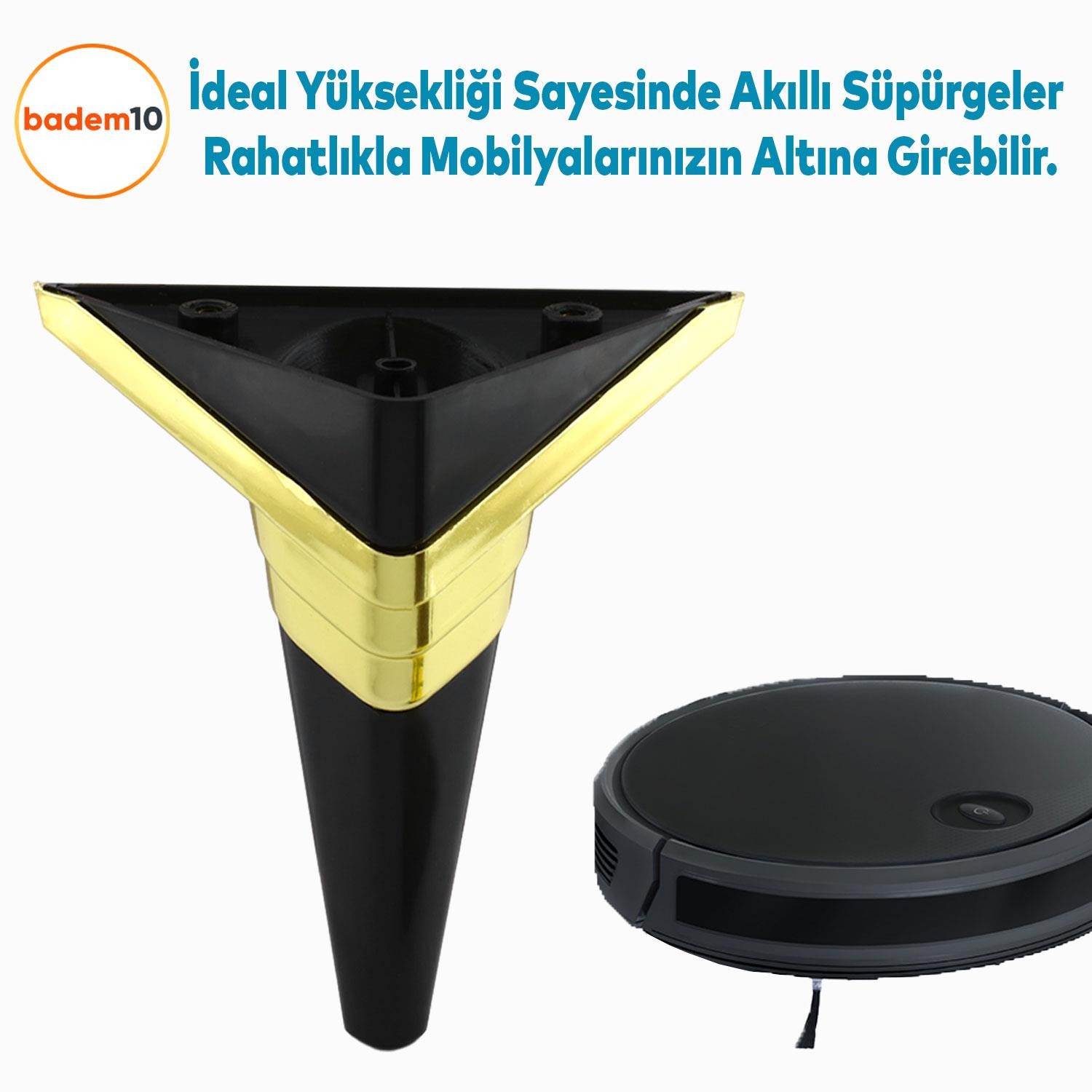 Golden Köşe Lüks Mobilya Kanepe Sehpa TV Ünitesi Koltuk Ayağı Baza Ayakları Siyah Altın 14 cm