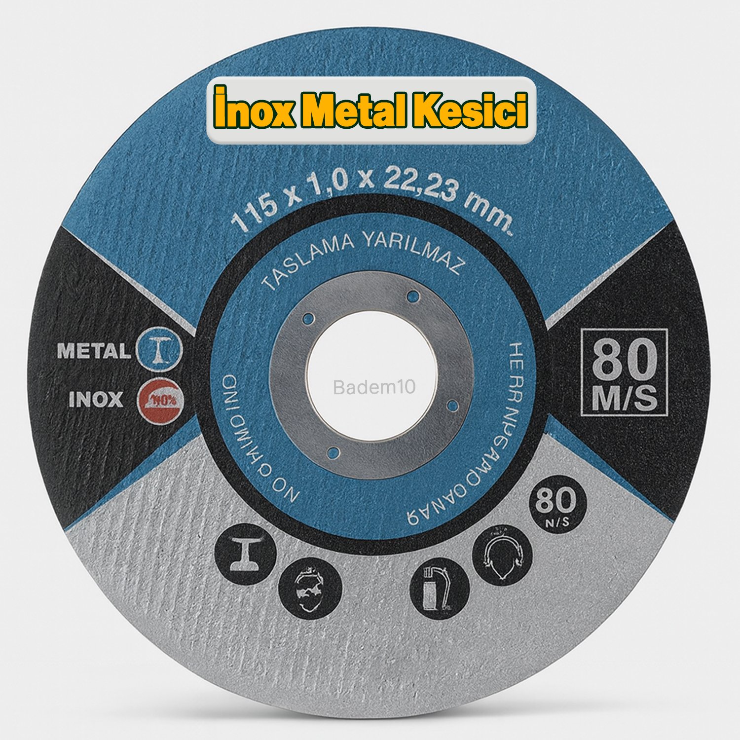 İnox Kesme Diski 115x1,0x22,23 Mm İnce Metal Kesici Taş Disk Spiral Demir Kesici Disk