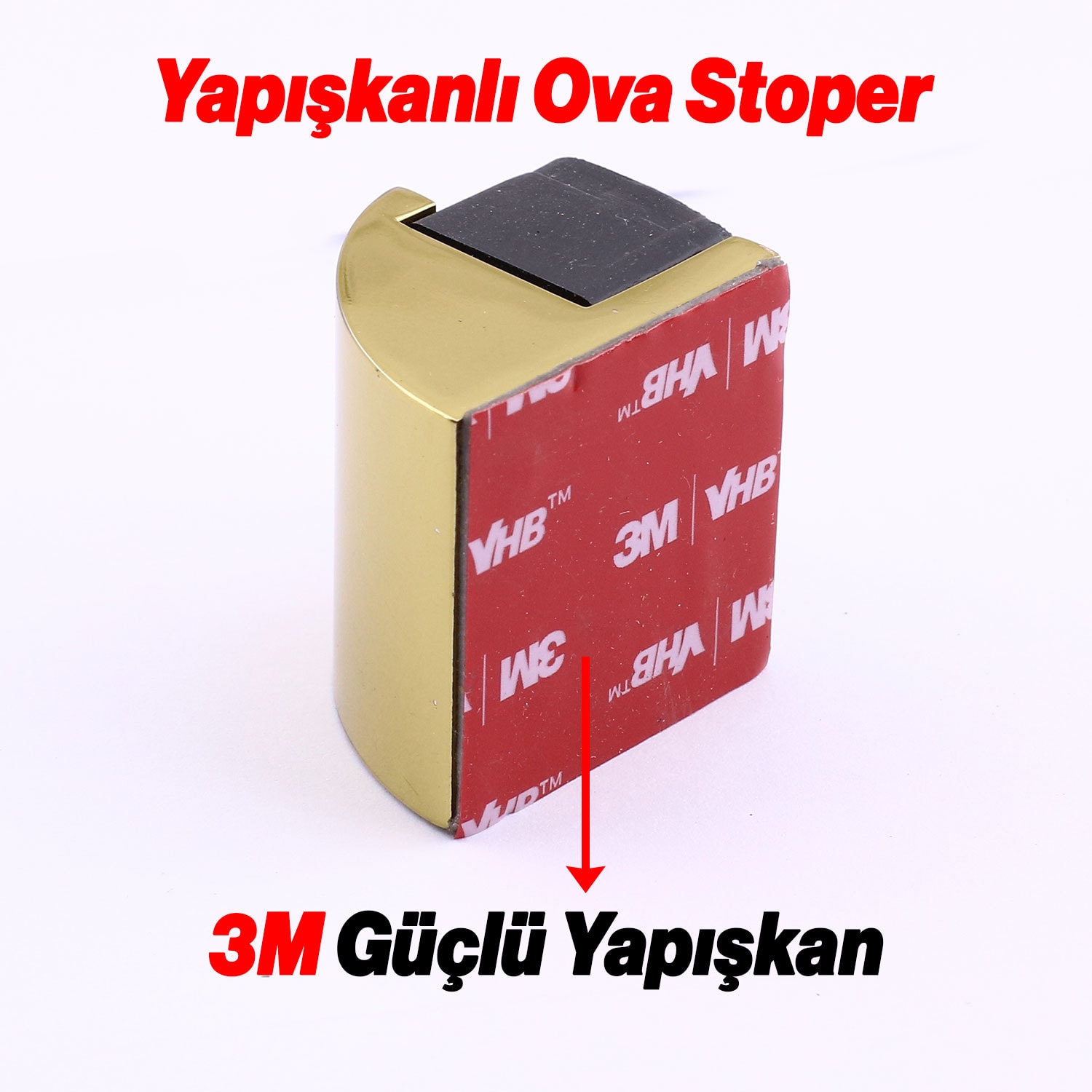 Metal Kapı Stoperi 3’lü Set Oval Gold Altın Güçlü Yapışkanlı Kauçuk Kapı Tamponu Çarpma Durdurucu