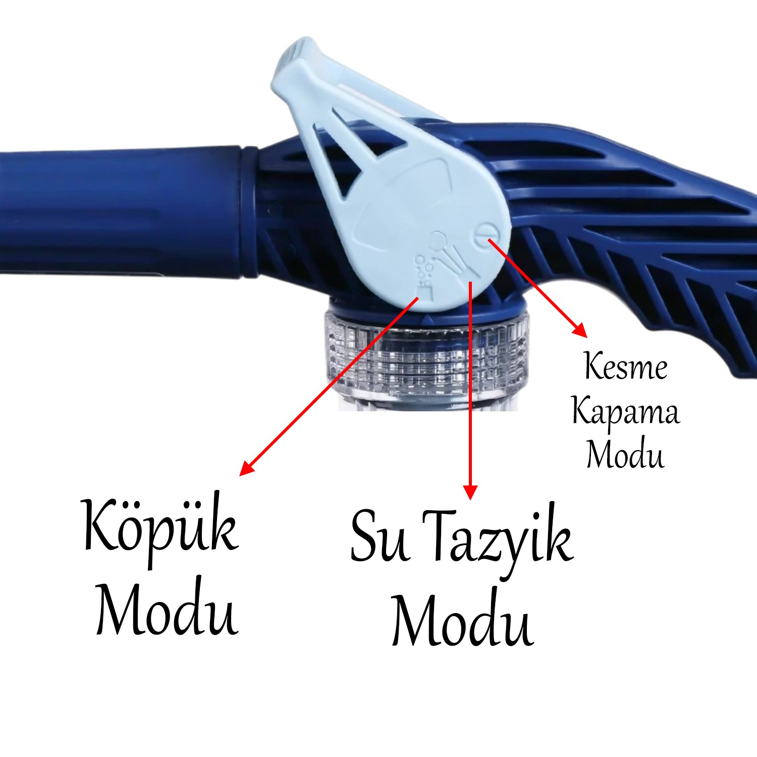 Bahçe Sulama Araç Yıkama Köpürtme Tabancası 8 Fonksiyonlu Deterjan Hazneli Hortum Bağlantılı 1 Adet