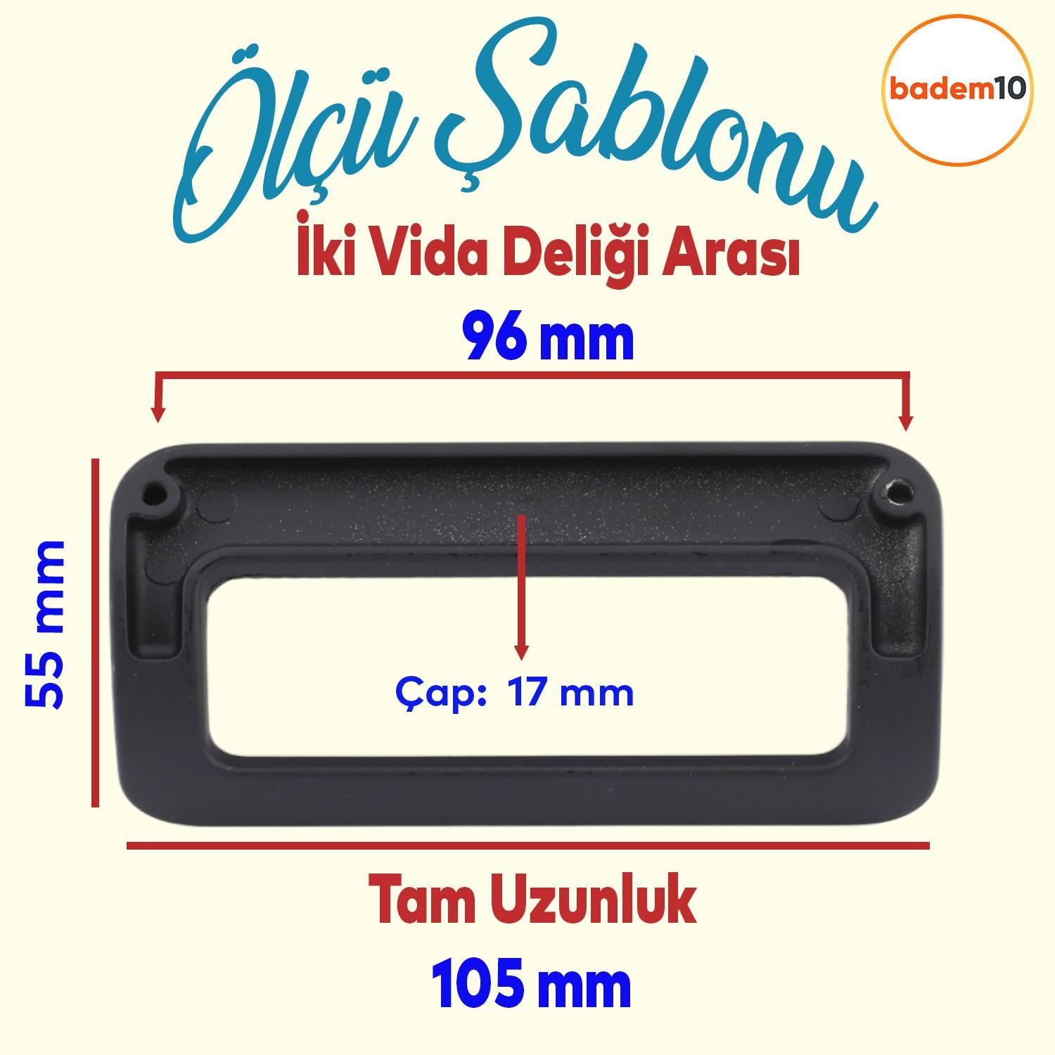 Metax Bergen Desenli Mobilya Mutfak Dolabı Çekmece Dolap Kapak Kulpu Kulbu Metal Kulp Siyah 96 mm