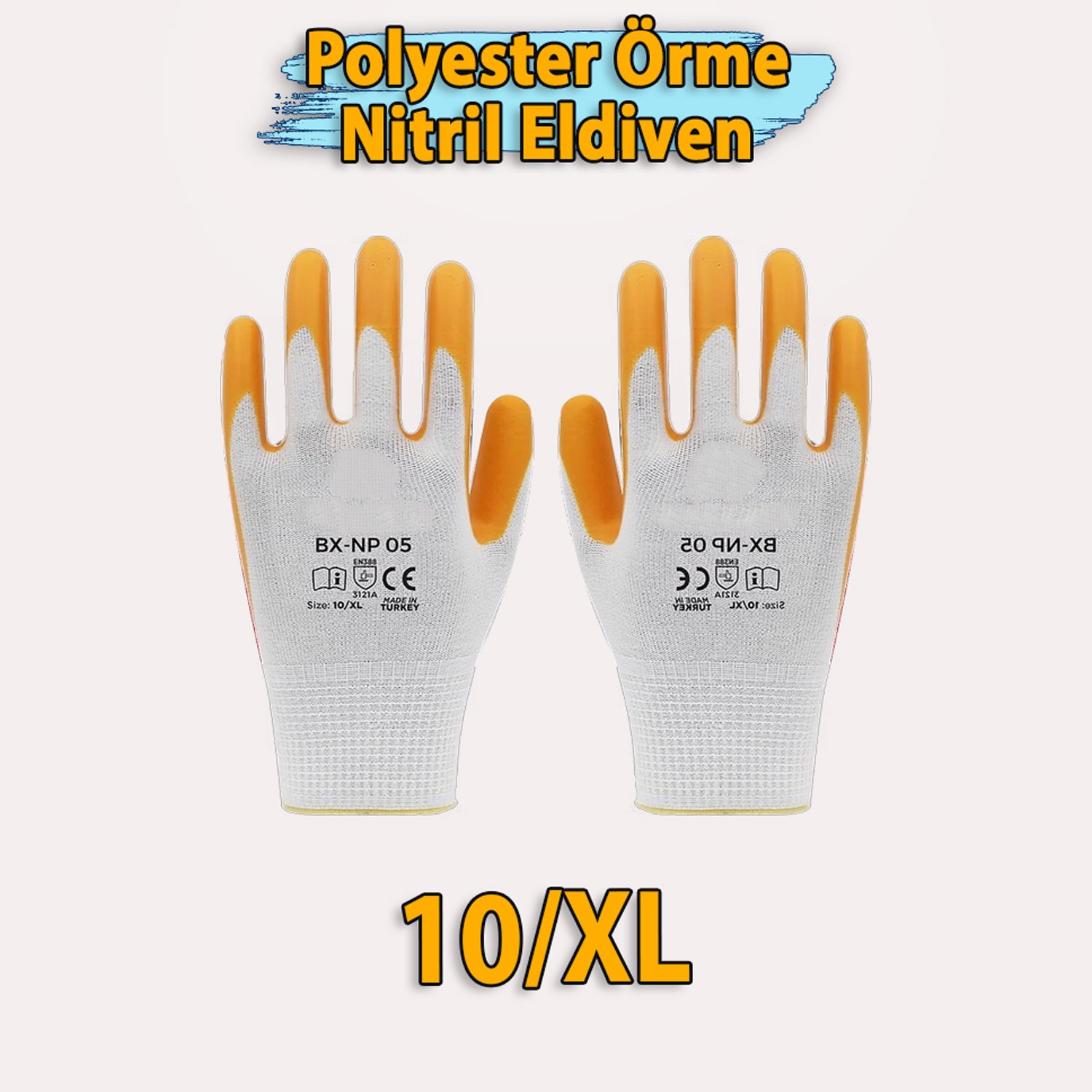 Polyester Örme Nitril Eldiven 10XL Kaplama Dayanıklı İş Eldiveni İmalat Montaj Lojistik Tarım Sanayi