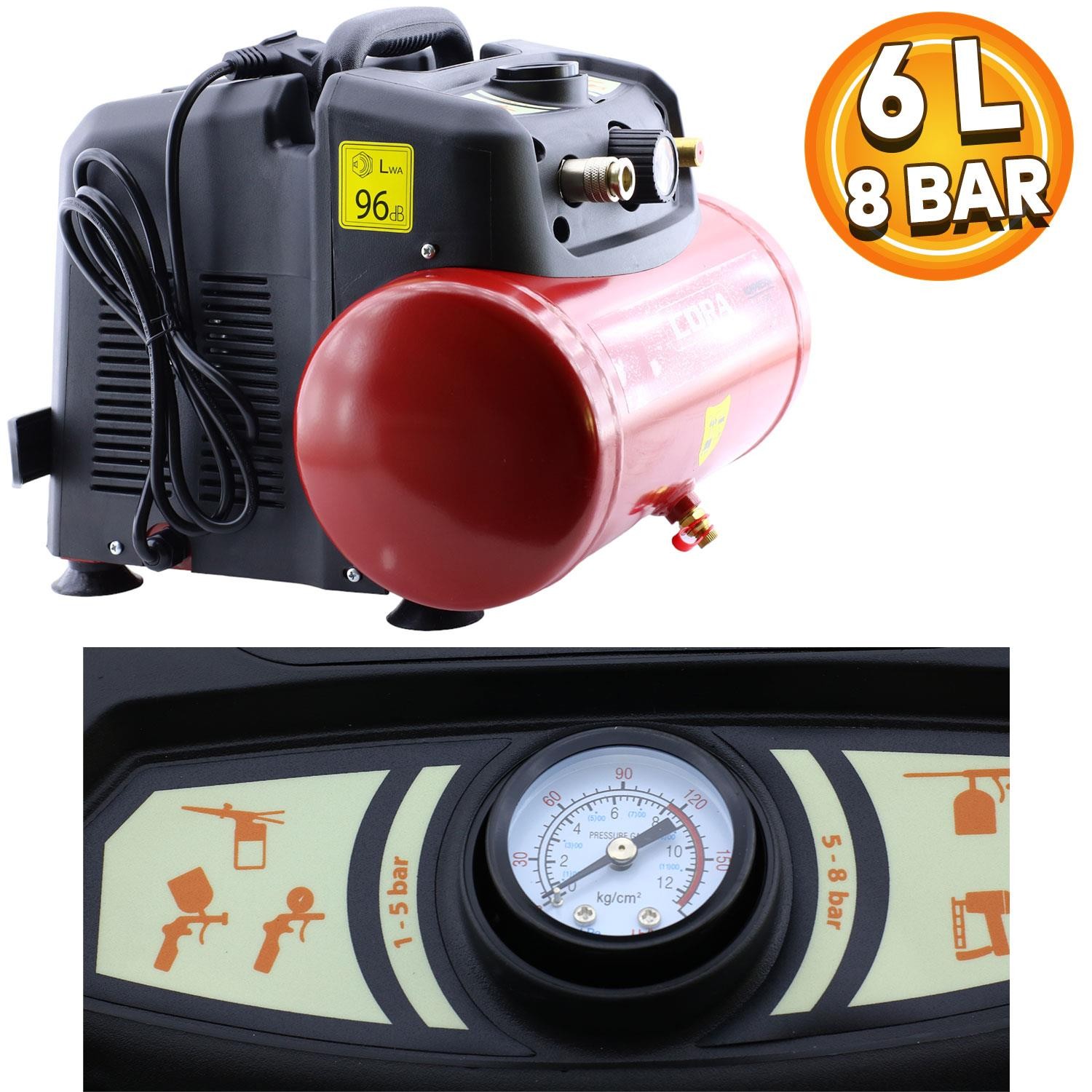 Cora Yağsız Hava Kompresörü 6 Litre 8 Bar 1,5 HP EZ-1506CW