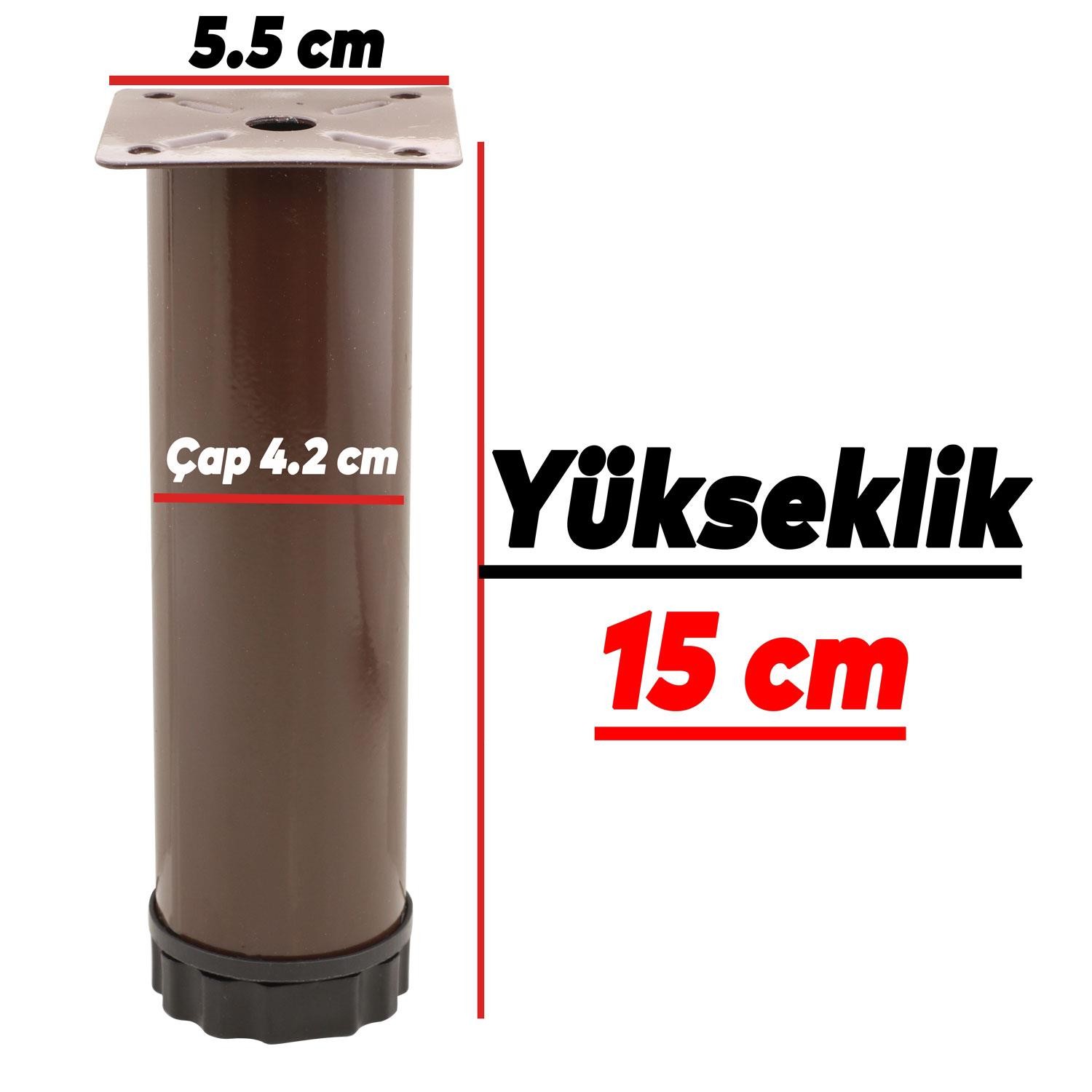 Ayarlanabilir Mobilya Kanepe Baza Koltuk Metal Destek Yükseltici Kahve Ayağı 15 cm Ayakları 4 Adet