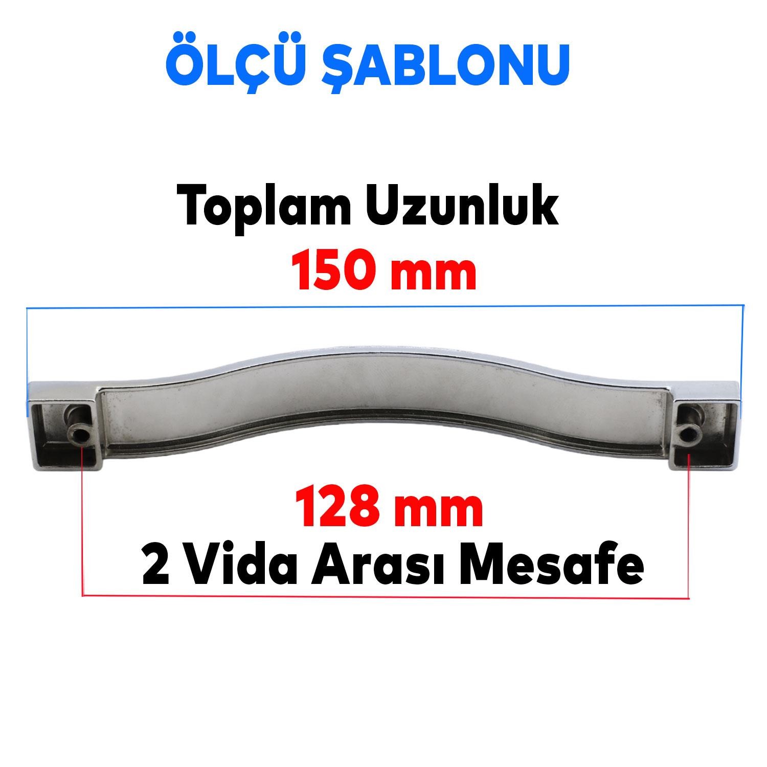 Akasya Düz Mobilya Mutfak Dolabı Çekmece Dolap Kulpu Kulbu Krom (128 MM-12.8 CM) Metal Kulpları