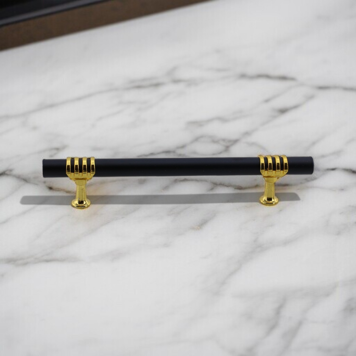 Eylül Mobilya Mutfak Dolabı Çekmece Dolap Kulpları Kapak Kulpu Kulbu Siyah Altın 224 mm Metal Kulp