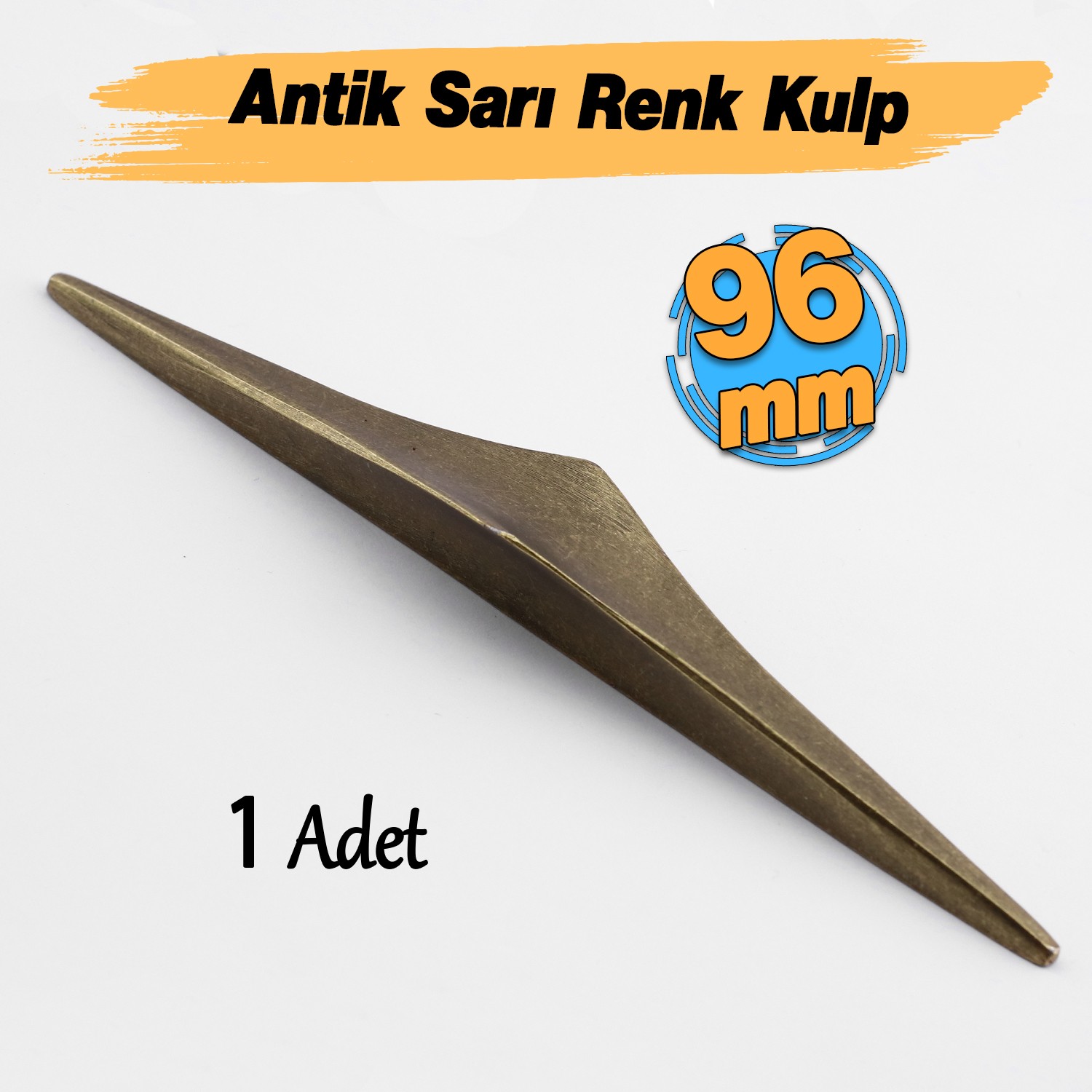 Olivin Antik Sarı Metal Kulp 96 mm - 9.6 cm Mobilya Çekmece Mutfak Dolabı Dolap Kulpları Kulbu Kulpu