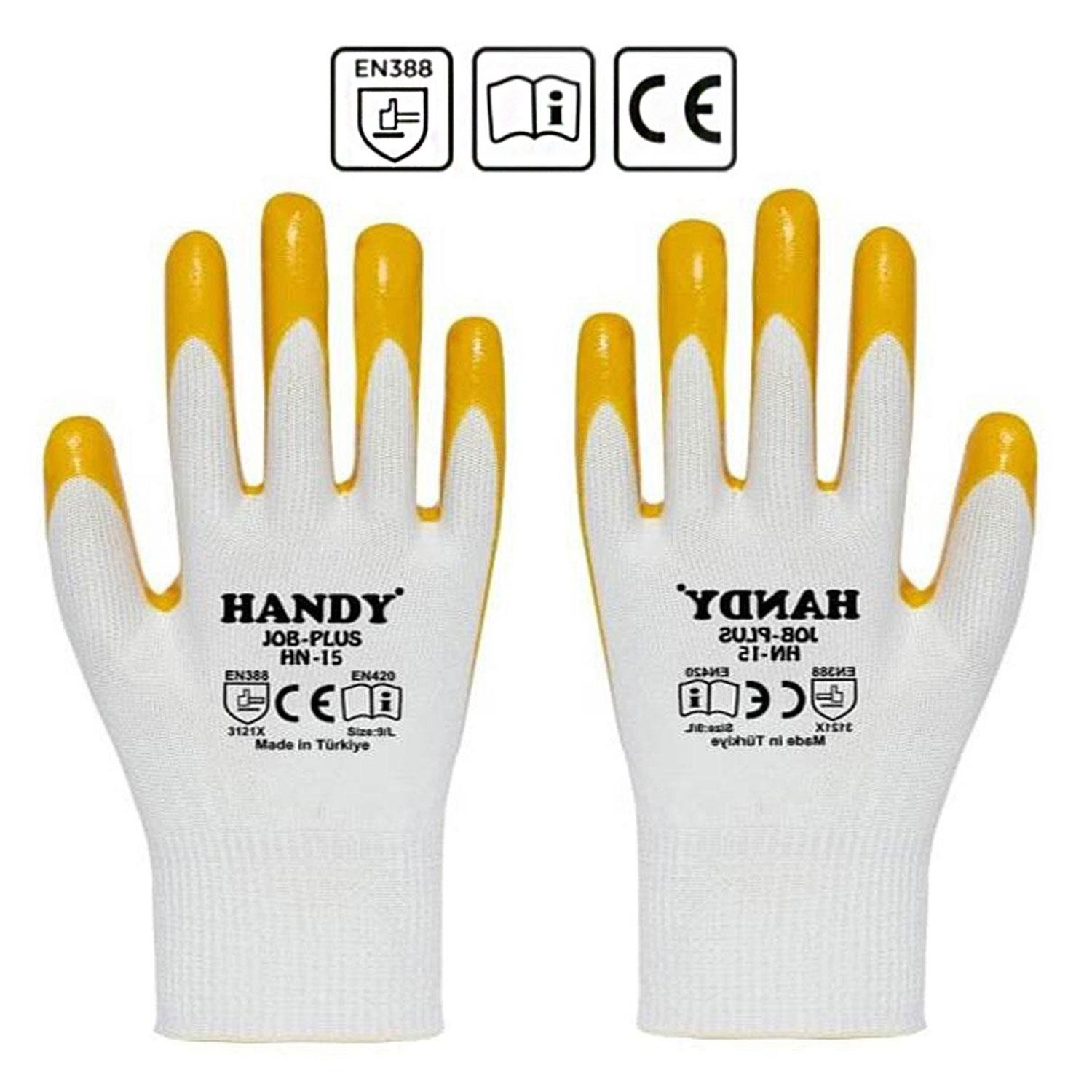 Handy HN-15 Nitril Kaplama İş Eldiveni Sanayi İnşaat Usta Eldiven 10/XL (1 ÇİFT)