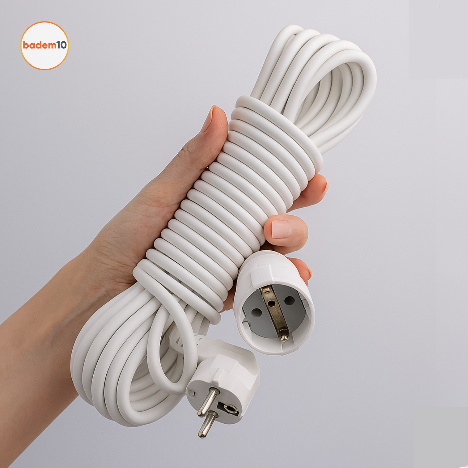 Seyyar Uzatma Kablosu 10 Metre Dişi-Erkek Fişli F19C Kalın Priz Prizli Sanayi Bahçe Elektrik Kablosu