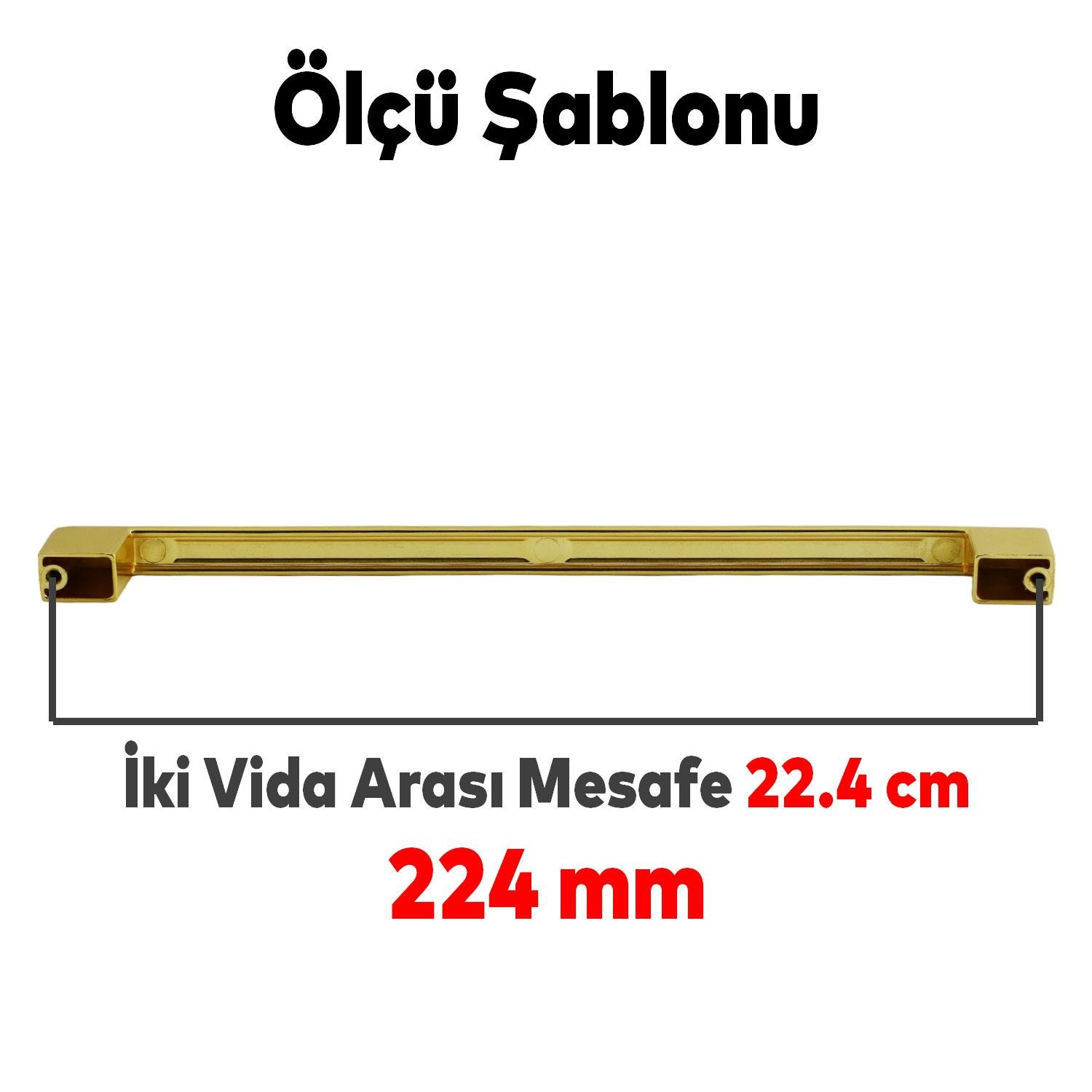 Gölcük (224 MM - 22.4 CM) Gold Altın Mobilya Mutfak Çekmece Dolap Dolabı Metal Kulpu Kulbu Kulpları