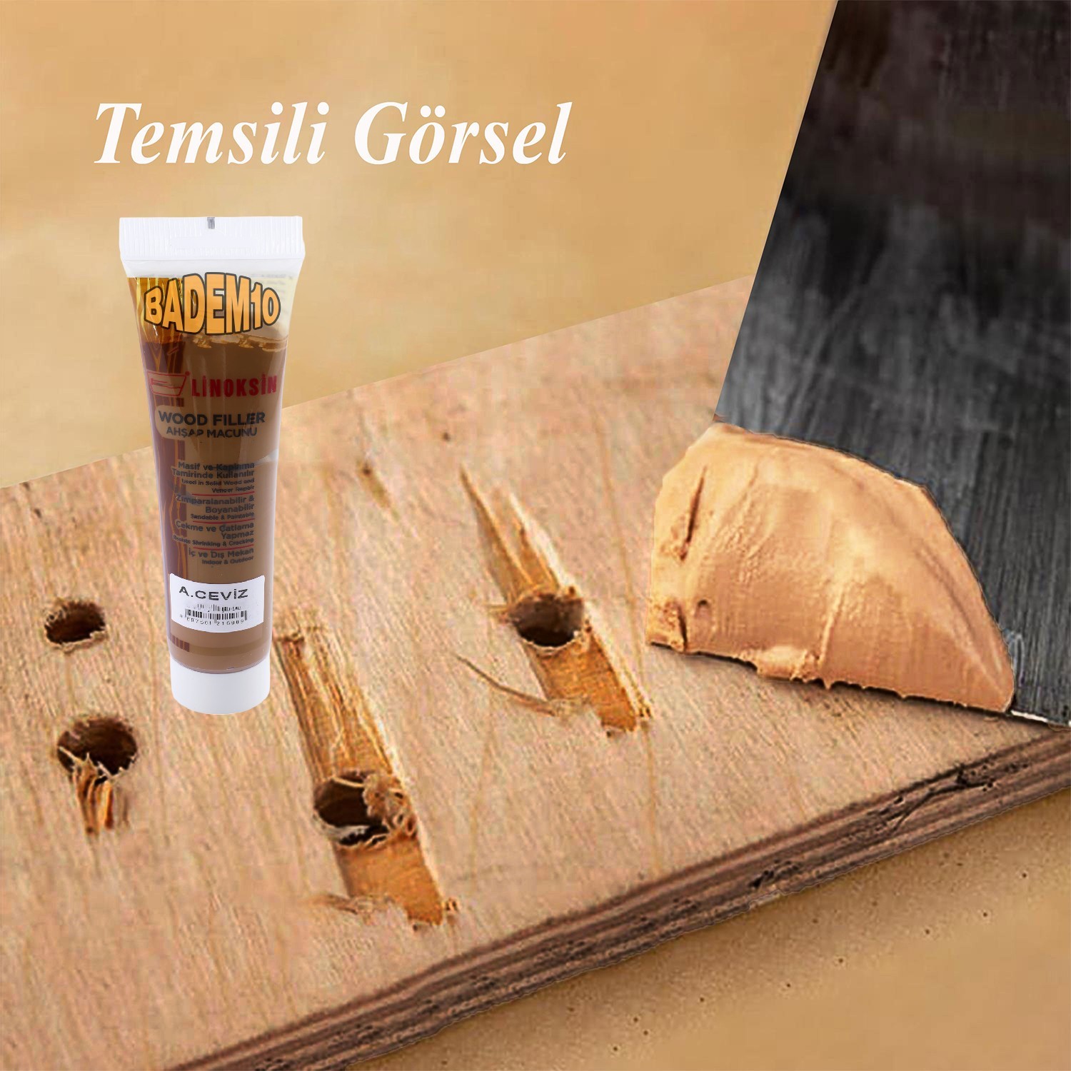 Ahşap Parke Tamir Macunu Açık Ceviz Mobilya Dolgu Çatlak Çizik Giderme 200 Gr Kullanıma Hazır Macun