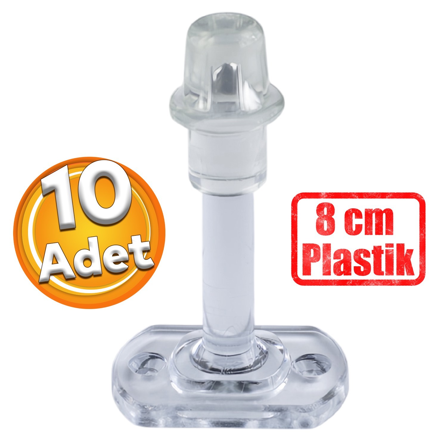 Plastik Kapı Pencere Arkası Şeffaf Renk Tampon 8 CM Vidalı Duvar Koruyucu Silikon Stoper 10 Adet