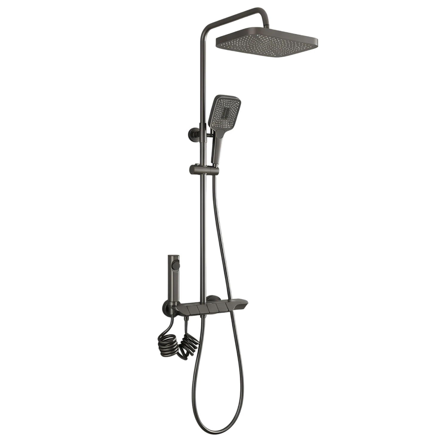 Piyano Robot Duş Seti Tuşlu Tam Takım Antrasit Lüks Yağmurlama Fonksiyonlu El Duşu Başlıklı Sistemi