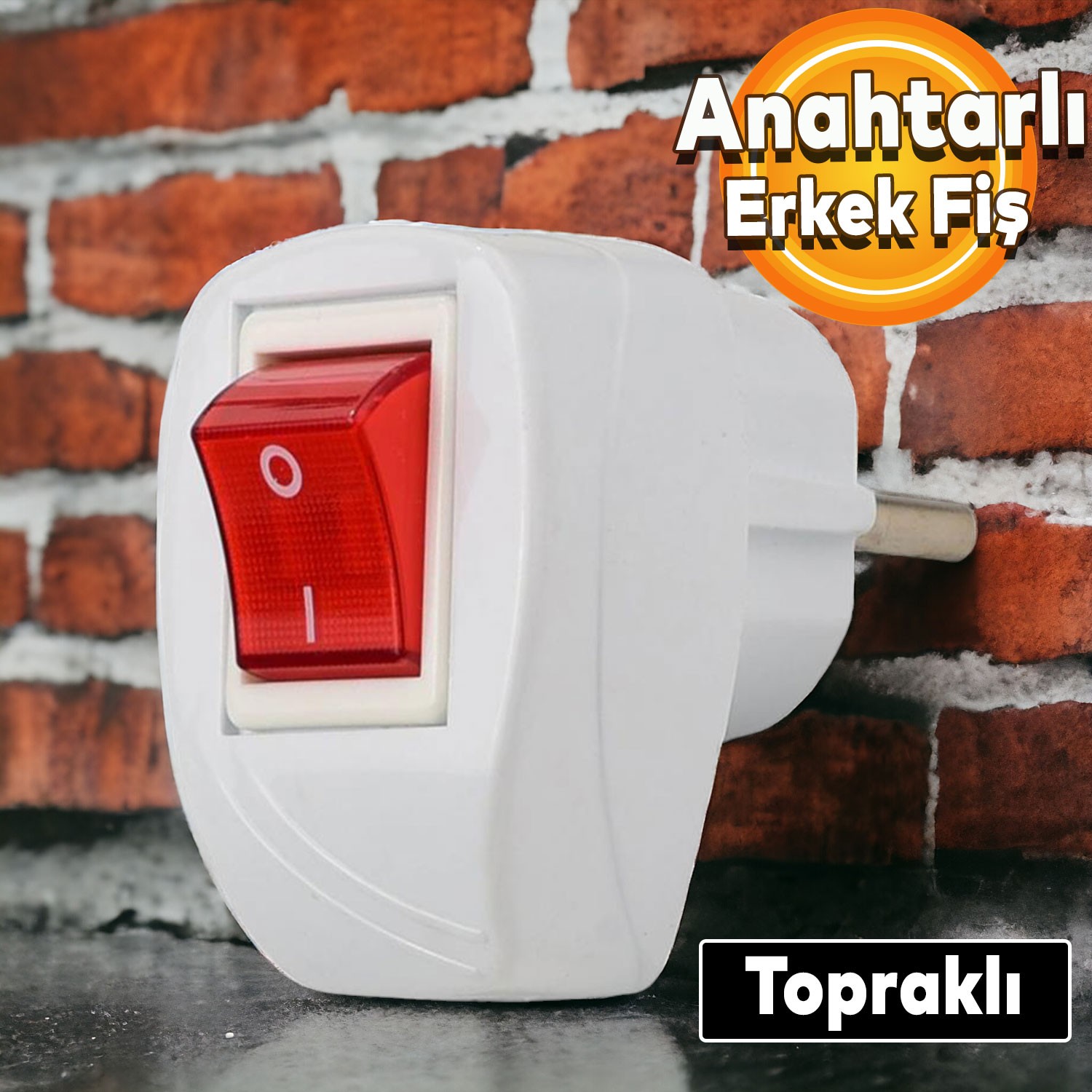 Almera Topraklı ANAHTARLI Tekli Erkek Fiş Kablosuz Beyaz