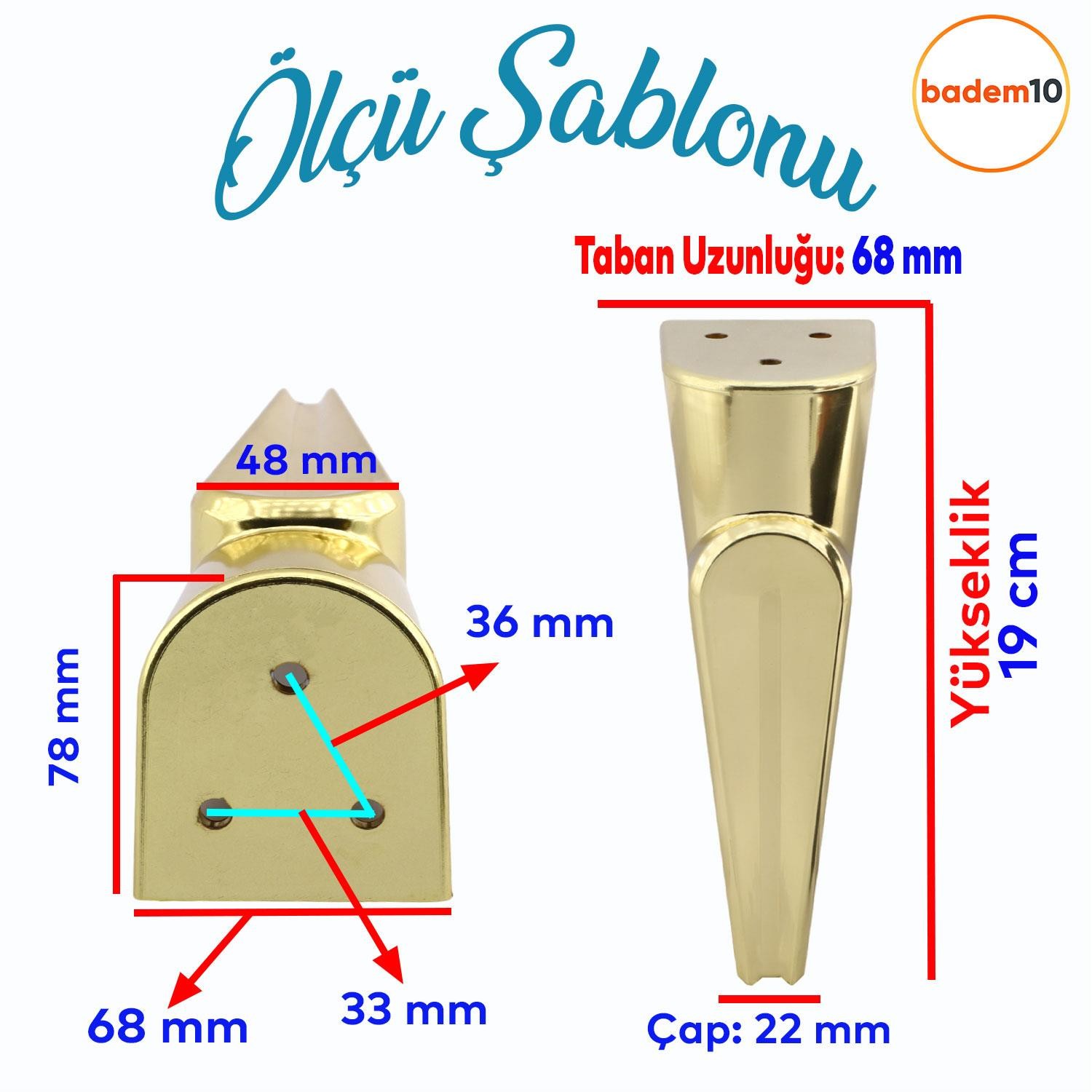 Nota Mobilya Kanepe Sehpa TV Ünitesi Koltuk Ayağı Baza Ayakları Altın Gold 19 cm