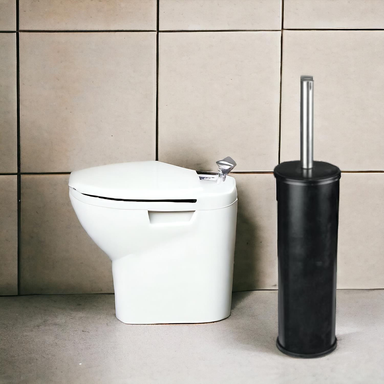 Tuvalet Alaturka Alafranga Paslanmaz Siyah Renk Metal Wc Fırçası Banyo Klozet Fırça