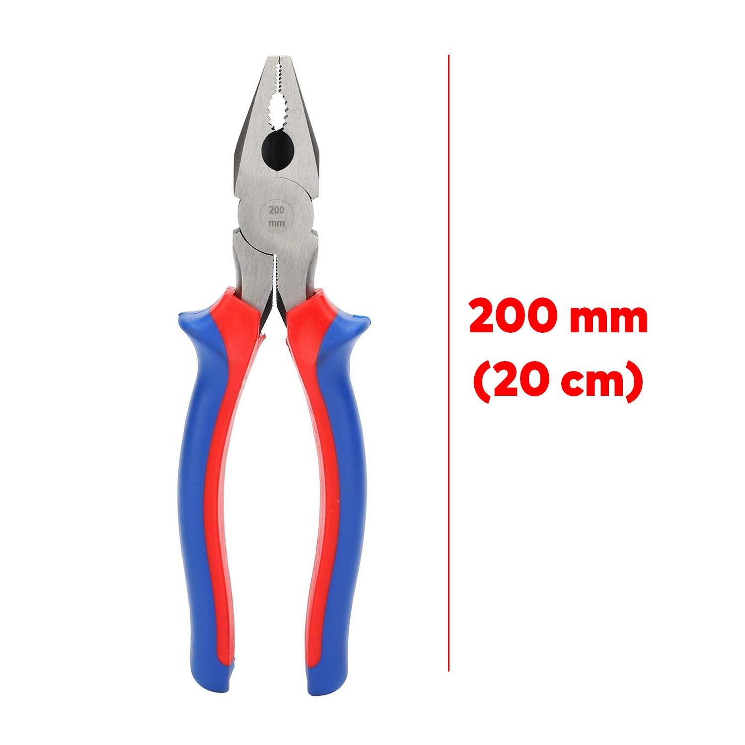 UGR Büyük Pense 200 mm Kombine Kesme Sıkma Keski Plastik Saplı 20 cm Kalın Sağlam Metal Pense