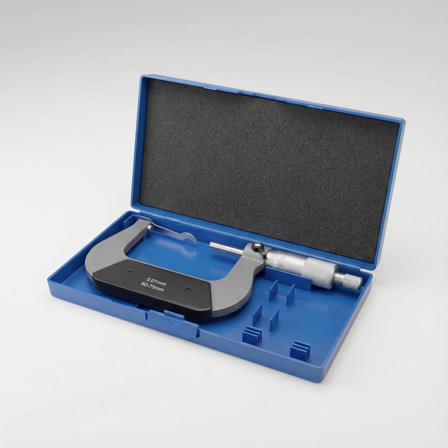 Standart Dış Çap Mikrometresi 50-75MM 0,01 Hassasiyette Ölçüm Taşıma Çantası İle