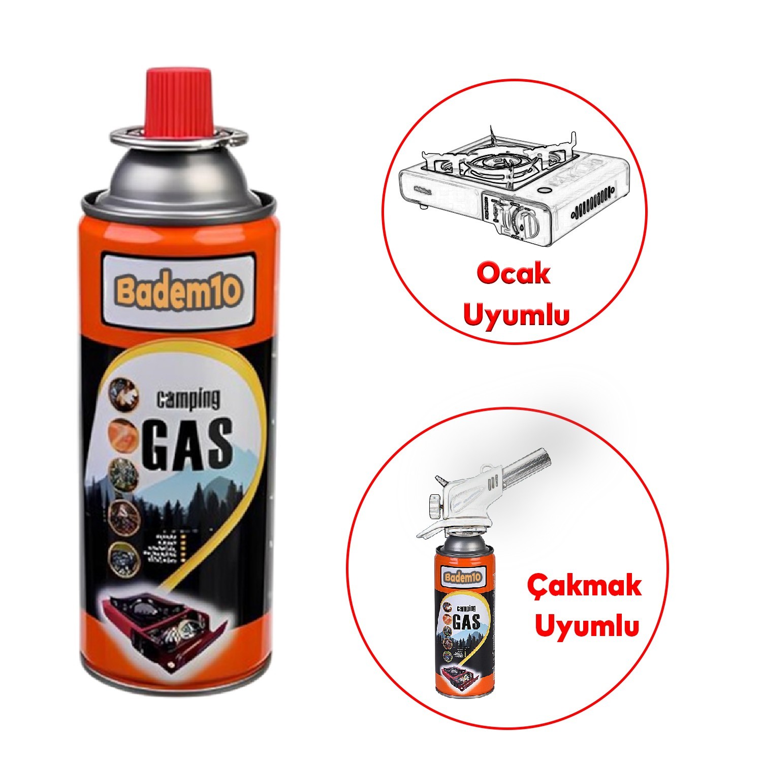Kamp Gazı Bütan Propan Gaz Tüpü Portatif Ocak Kartuşu Tek kullanımlık Pürmüz 400 ml 2 Adet